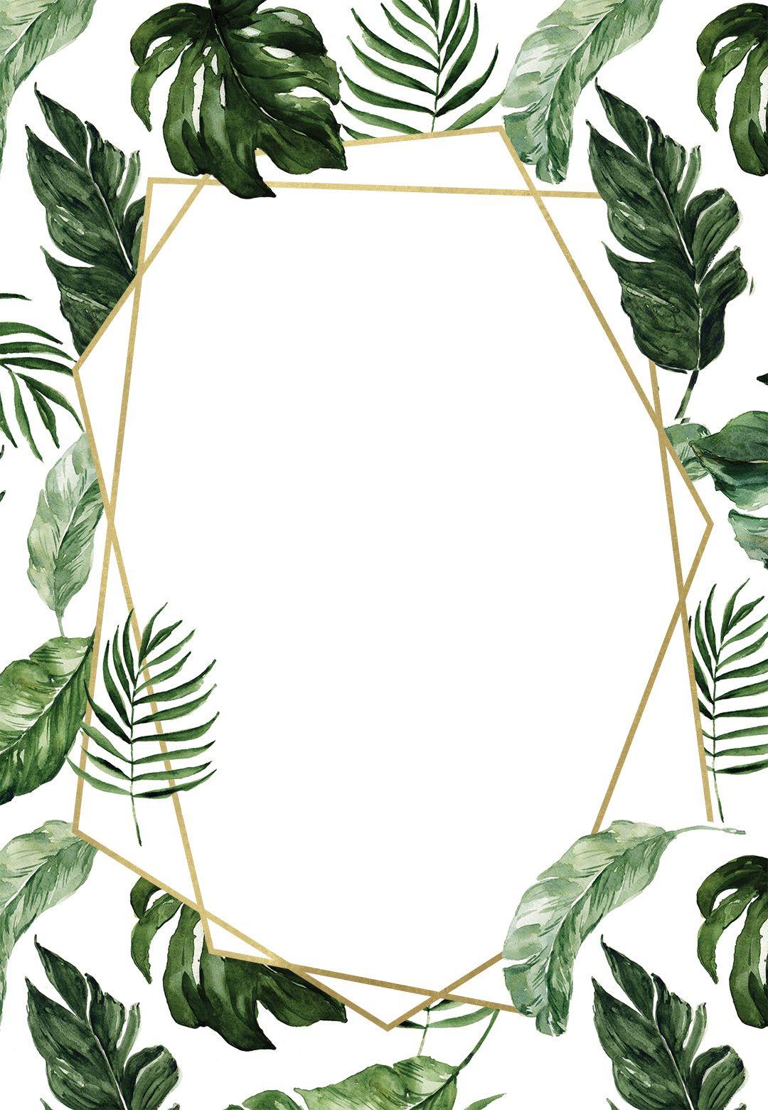 1080x1560 Tropical leaves Party Invitation Template Free. Fondo de