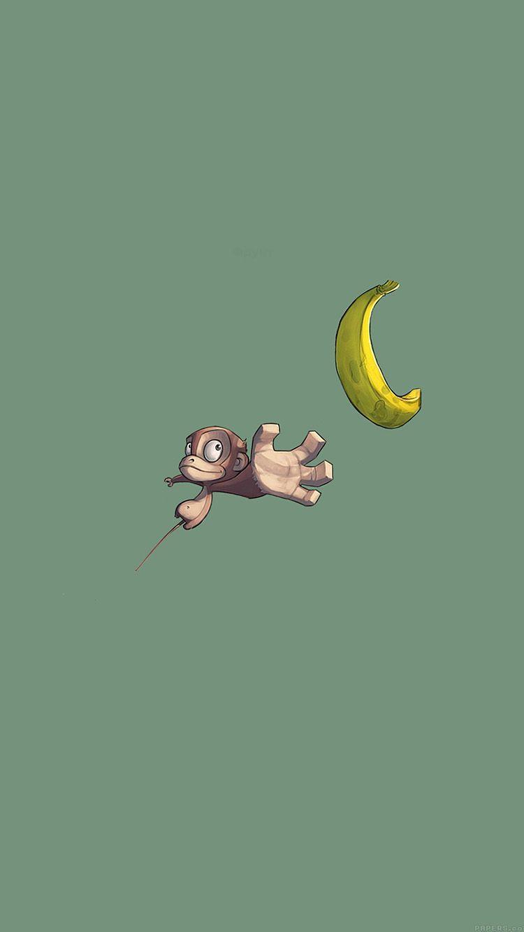 750x1334 Monkey Banana Love Illust Art Minimal
