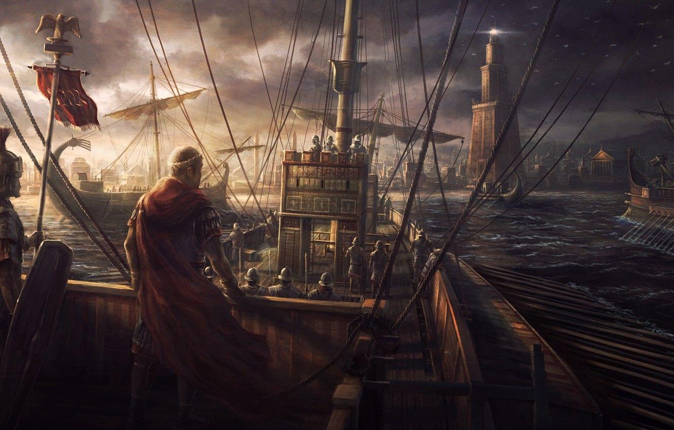 1332x850 Wallpaper game, seagulls, ships, Egypt, rome, Rome, army, total