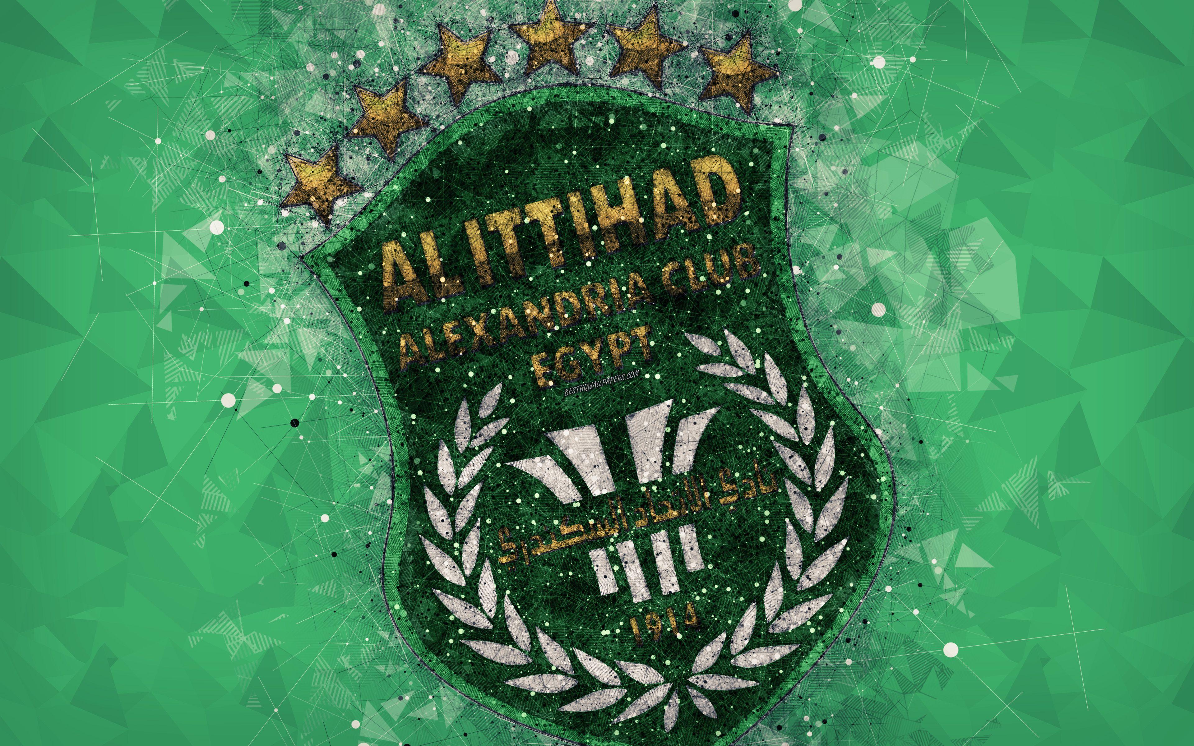 3840x2400 Download wallpaper Al Ittihad Alexandria Club, 4k, geometric art