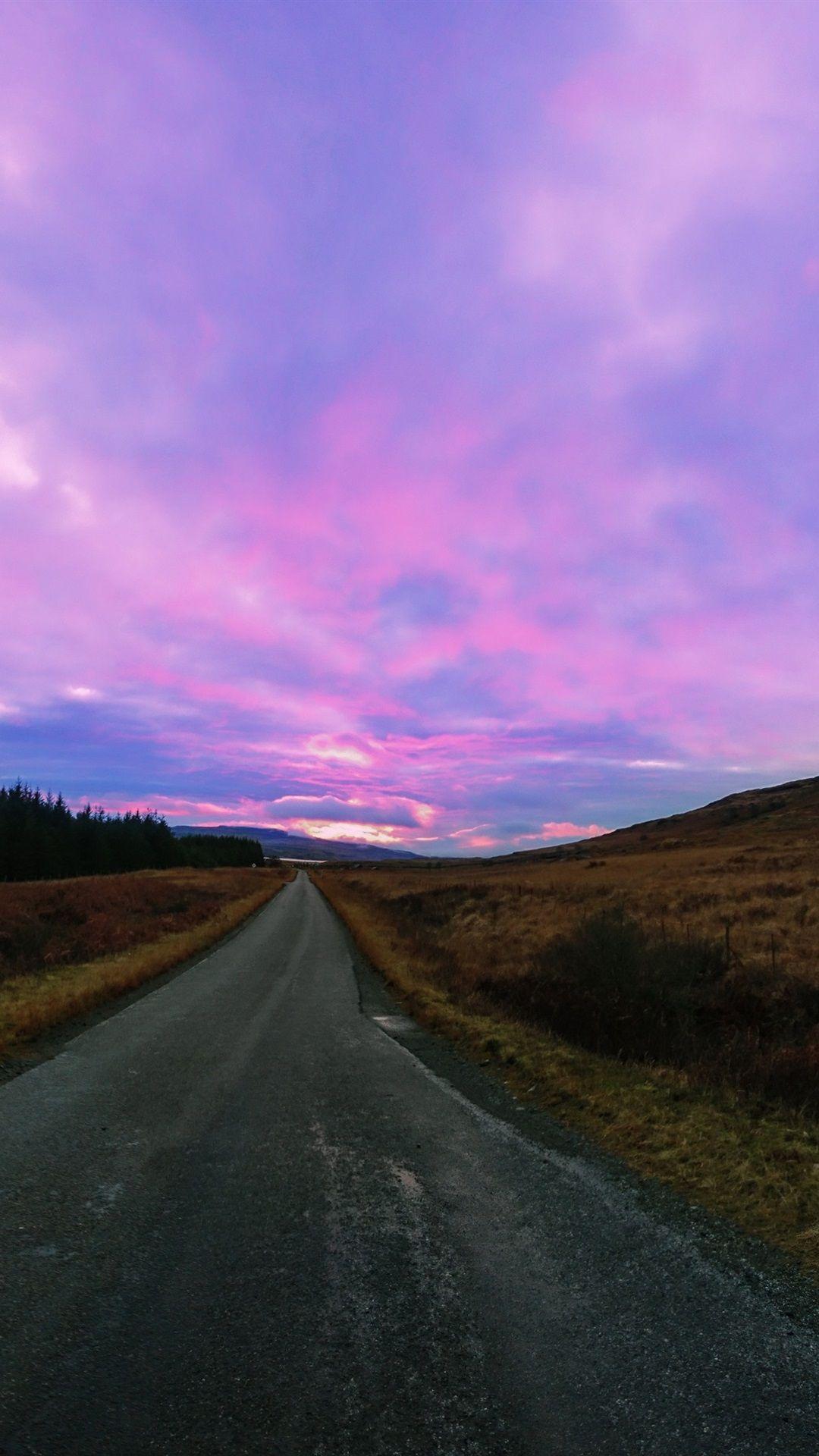 1080x1920 Road, Purple Sky, Clouds, Sunset 1080x1920 IPhone 8 7 6 6S Plus Wallpaper, Background, Picture, Image