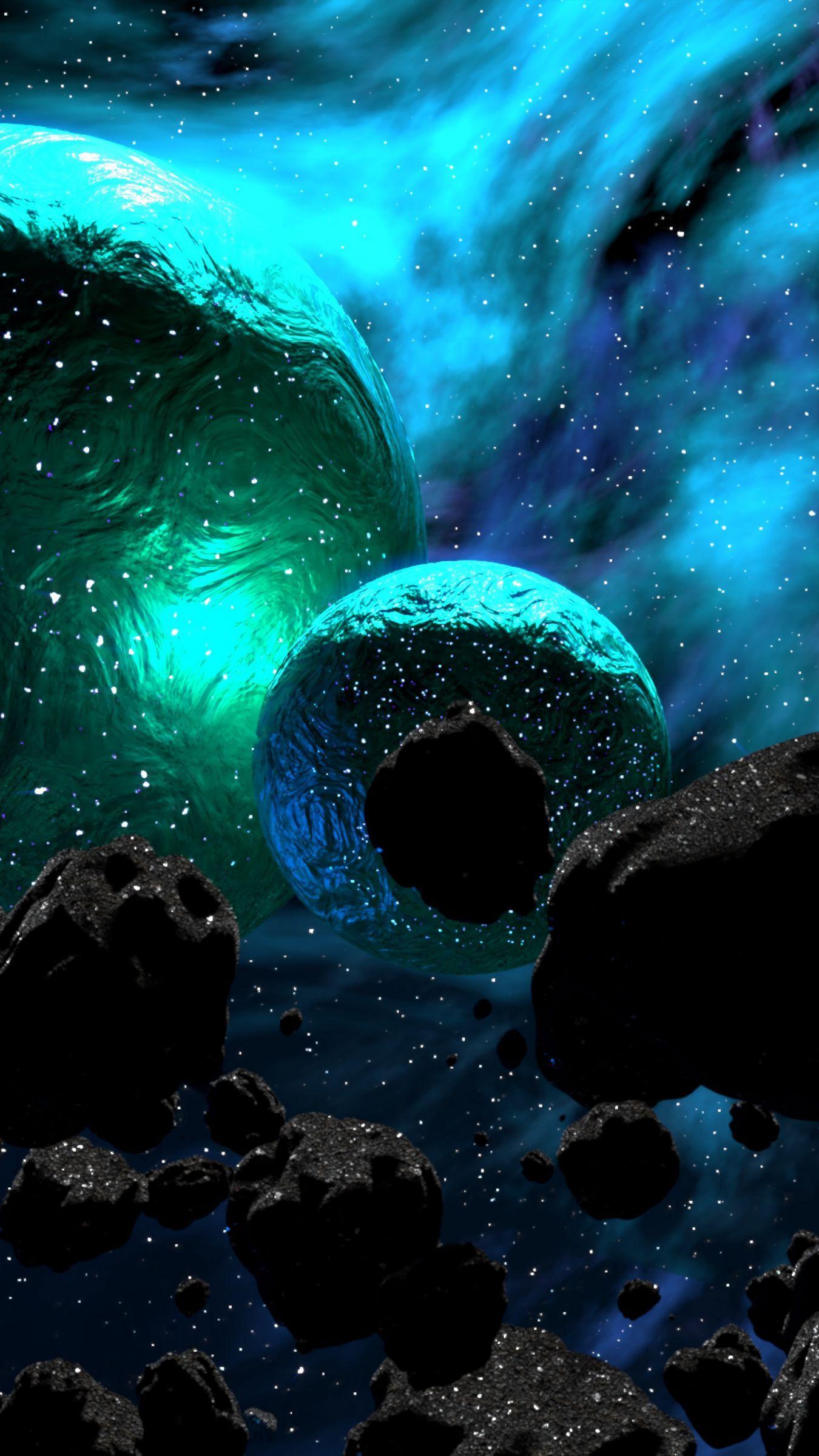 1350x2400 Download wallpaper 1350x2400 planets, asteroids, space, nebula