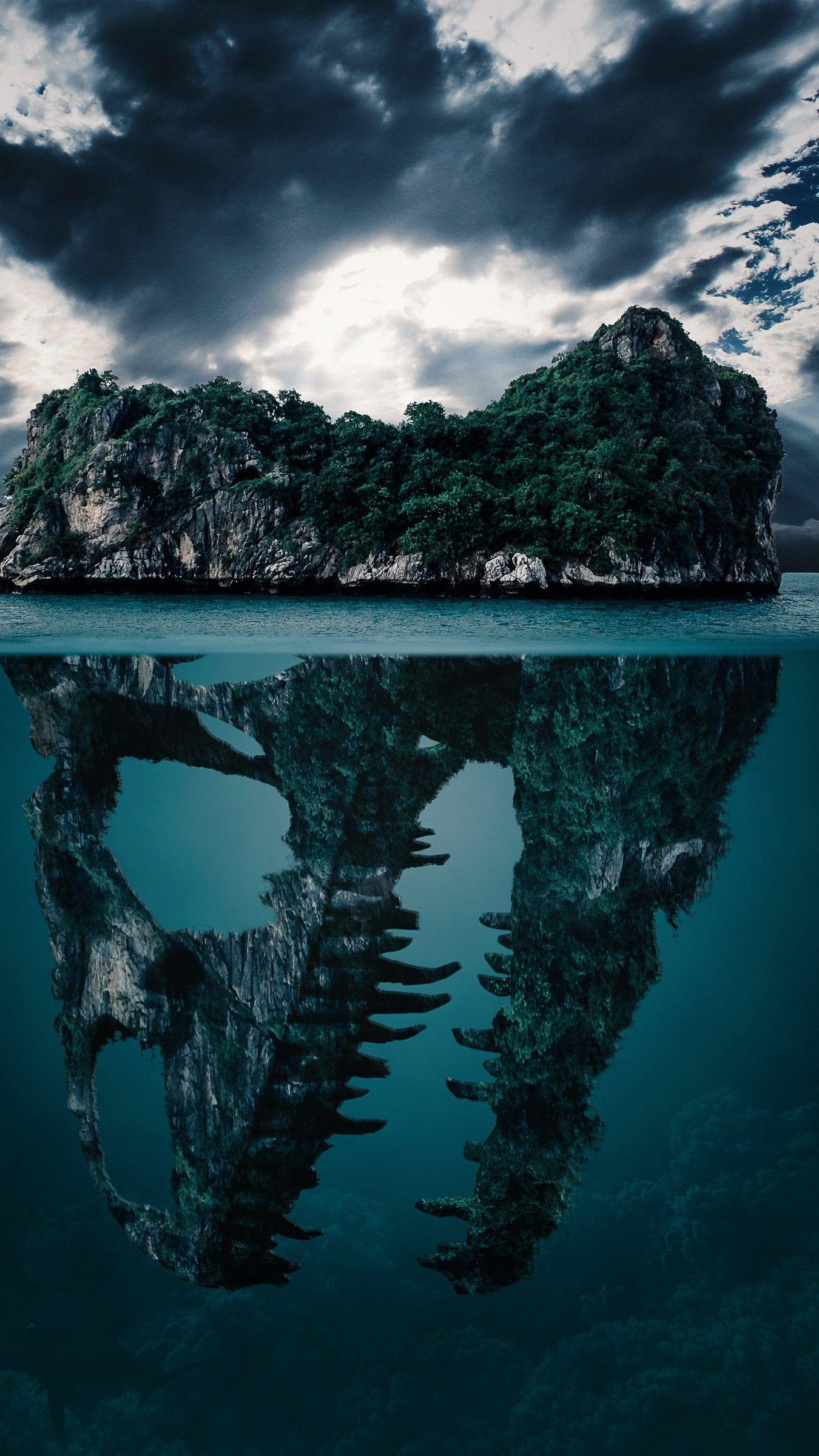 1350x2400 Island Fantasy Water Green 4K Wallpaper