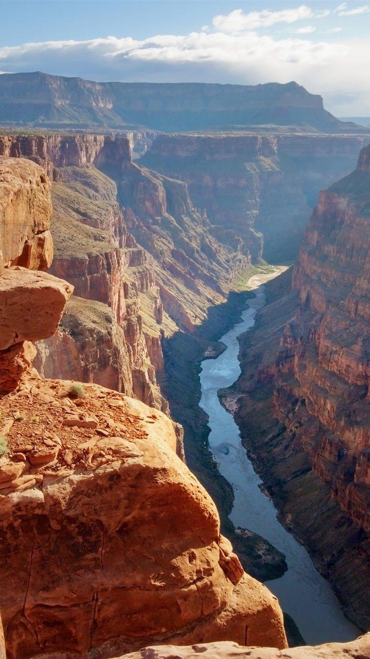 750x1334 Grand Canyon, United States, river, rocks, valley, sunshine