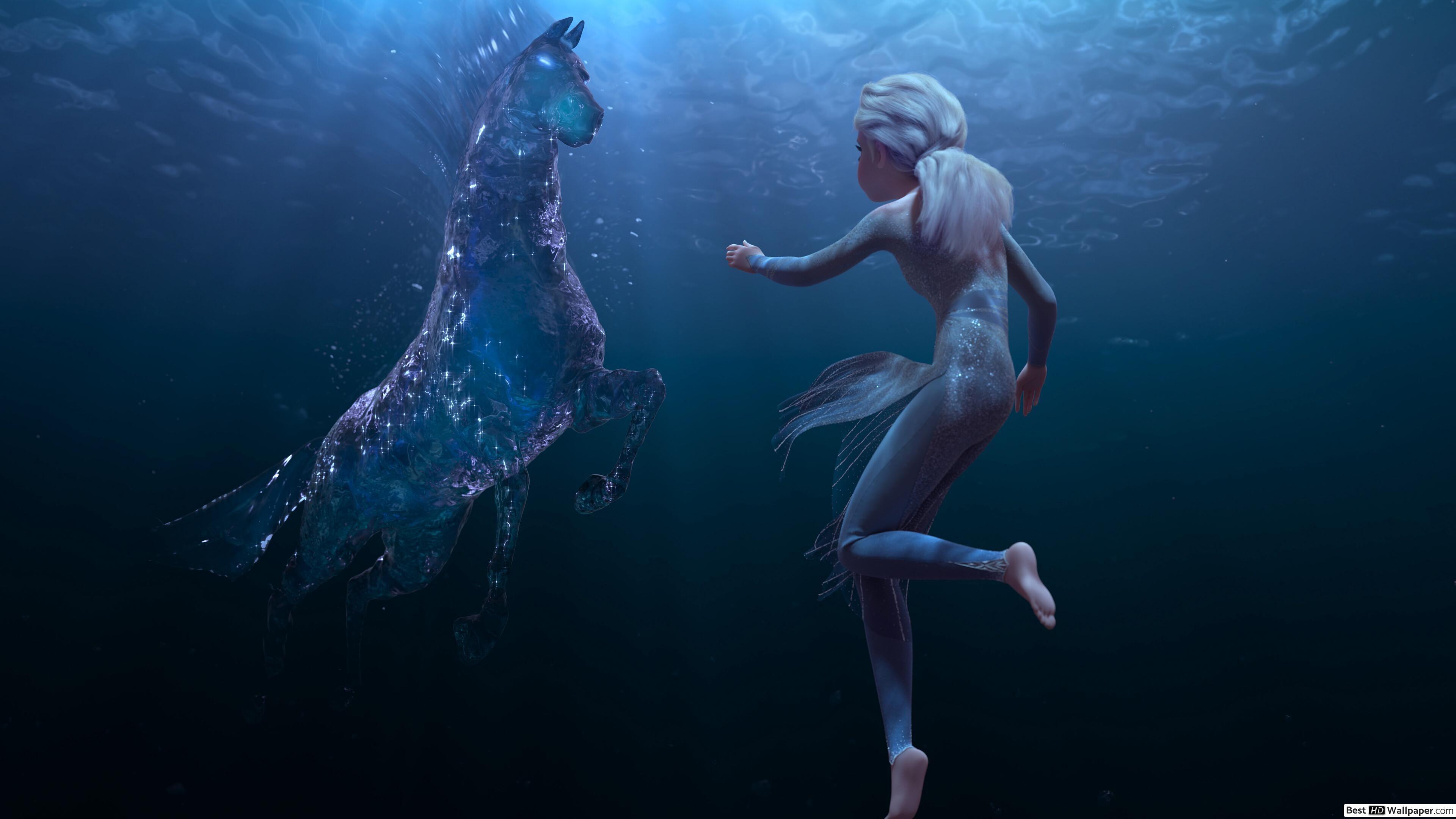 3840x2160 Frozen 2 Elsa water horse HD wallpaper download