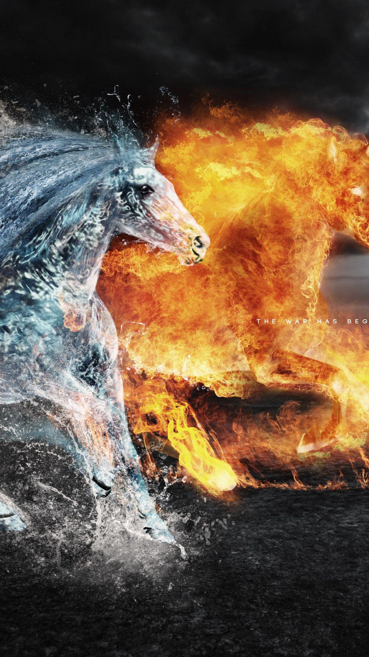 1242x2208 Water And Fire Wallpaper
