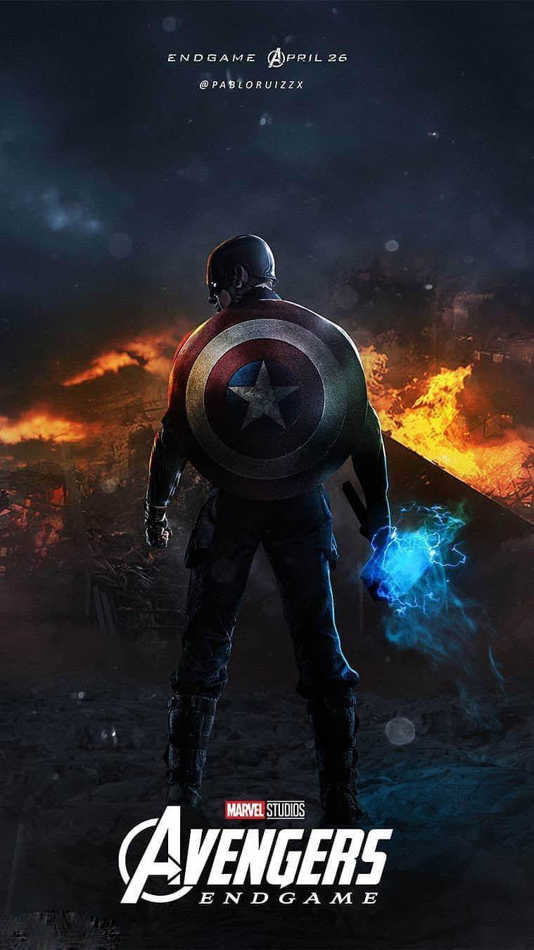 759x1350 Captain America Với Hình nền iPhone Mjolnir Endgame.  Cơ trưởng