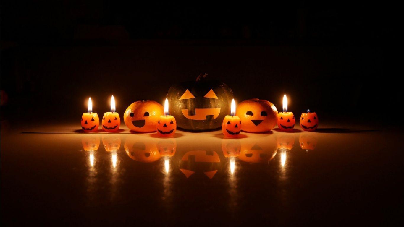 1366x768 Pumpkin Dark Night Halloween Wallpaper