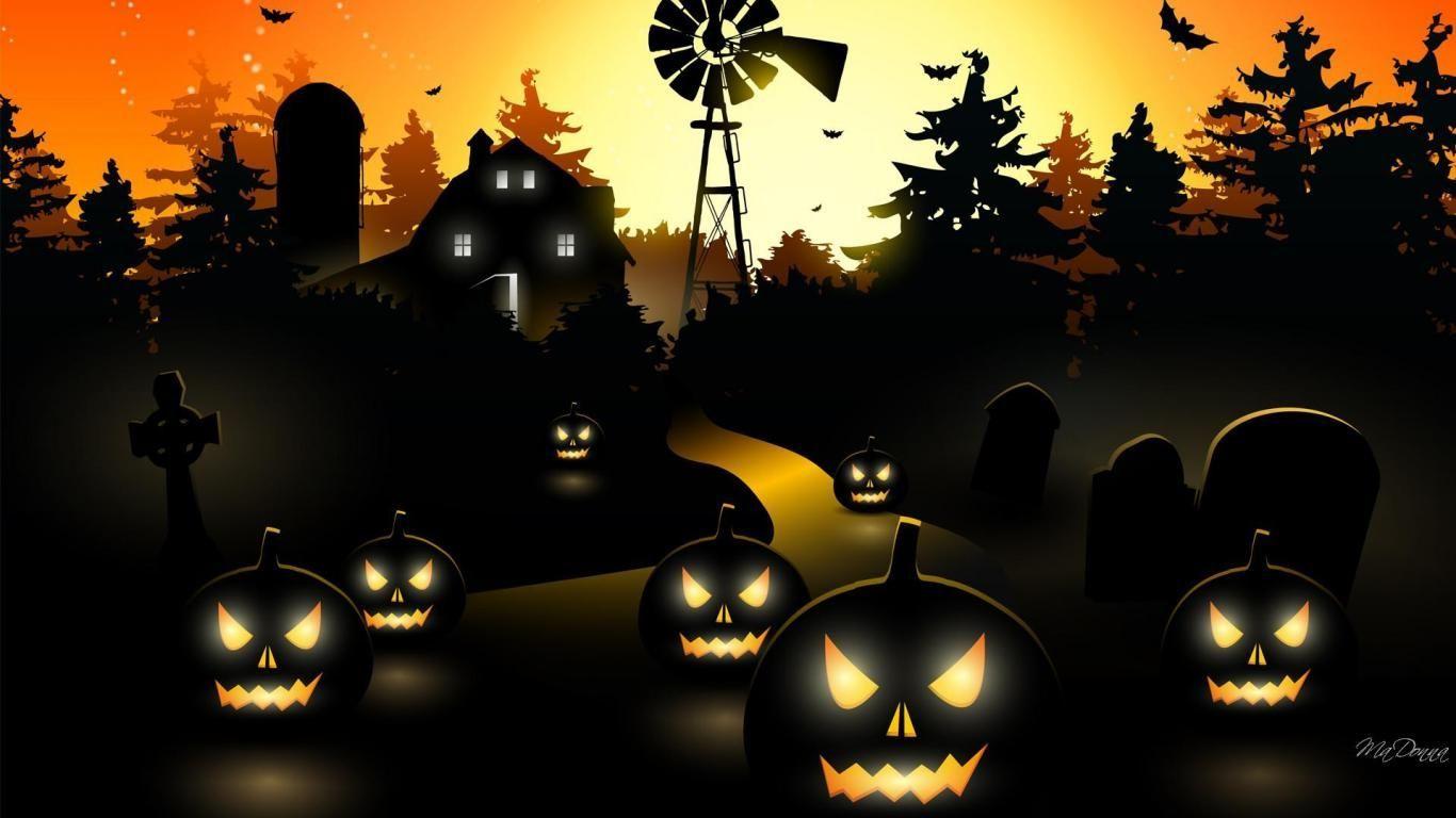 1366x768 halloween background for fairy gardens. HD resolutions 16:9