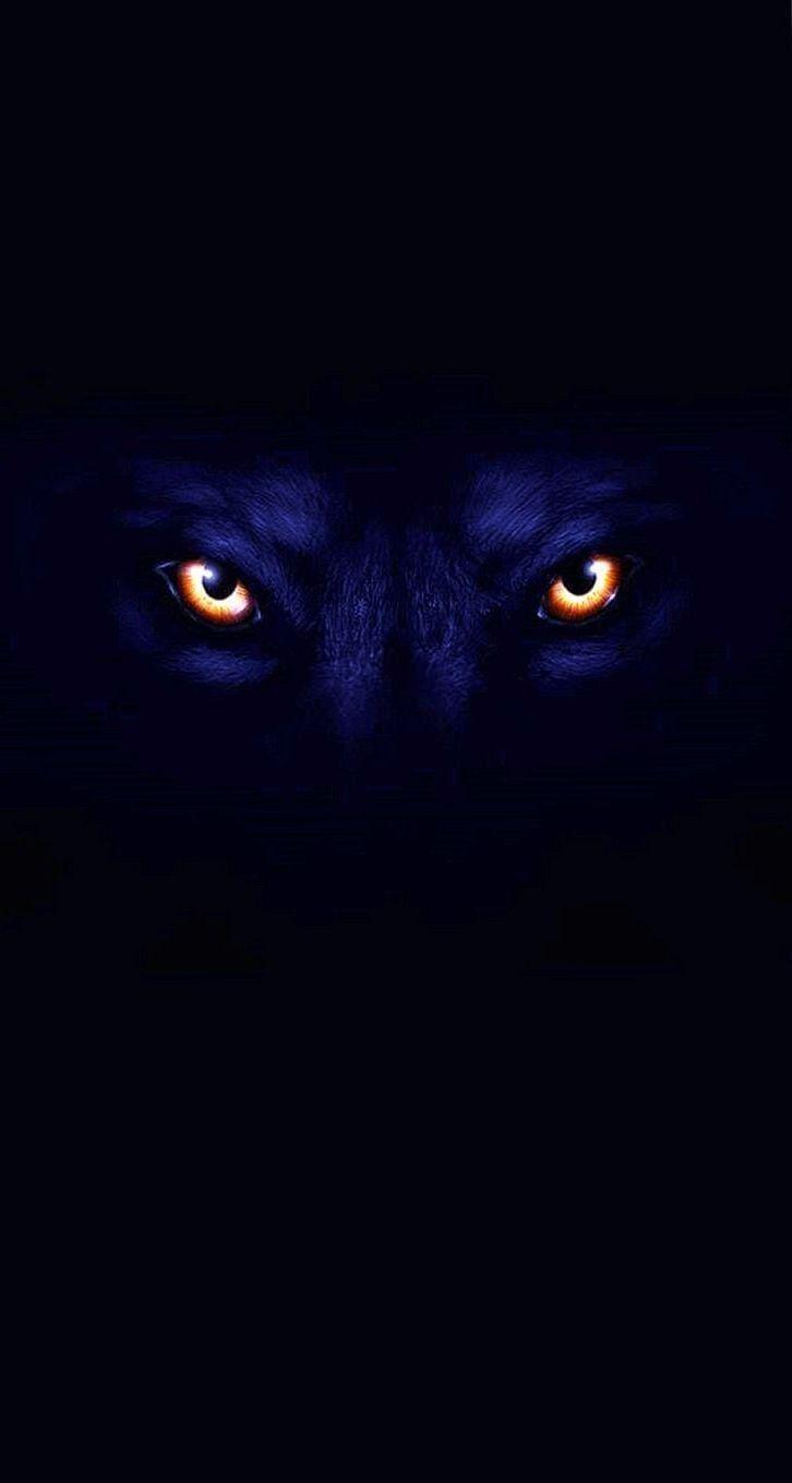 726x1360 Black Wolf With Blue Eyes Wallpaper