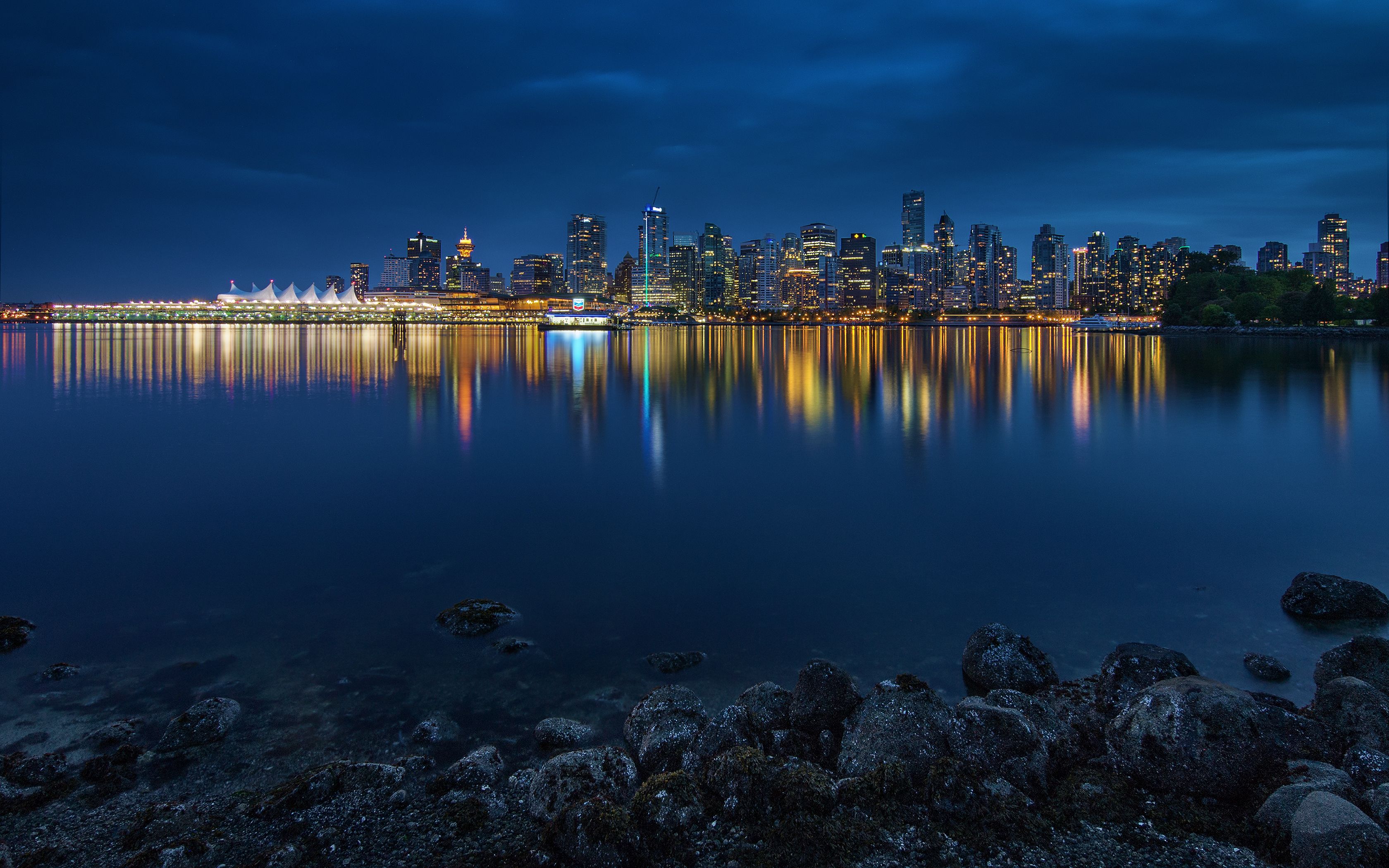 3360x2100 Wallpaper the city, panorama, Stanley Park, dusk, Vancouver for mobile and desktop, section город, resolution 3360x2100