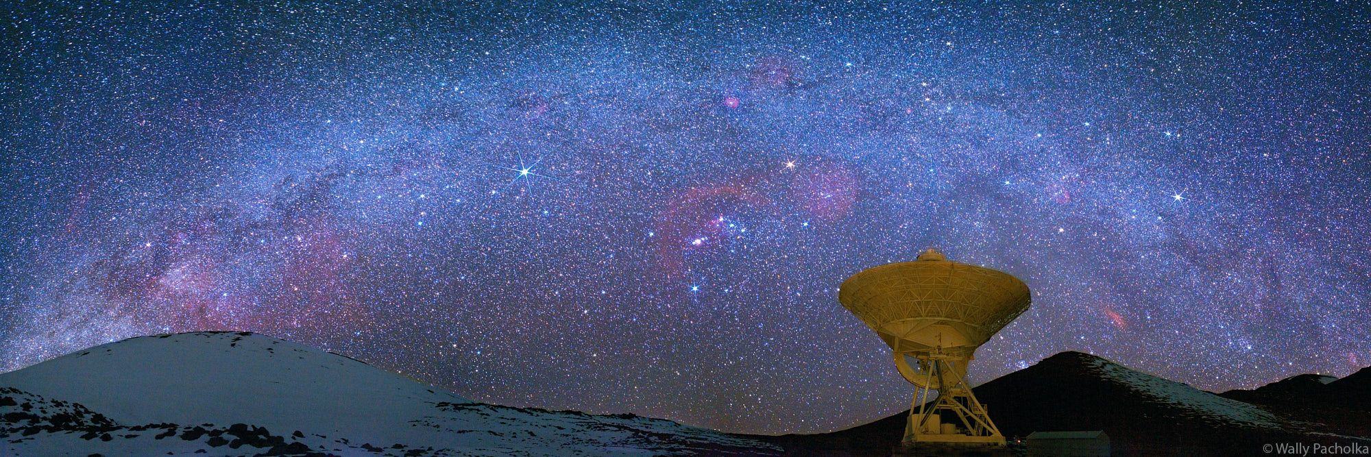 2000x667 Mauna Kea Radio Telescope with Winter Milky Way. Mauna Kea. Wally Pacholka Photography