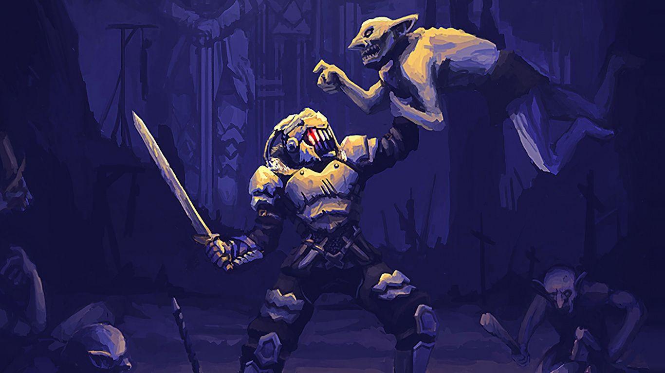 1366x768 Download Artwork, dark, Goblin Slayer, anime wallpaper, 1366x768