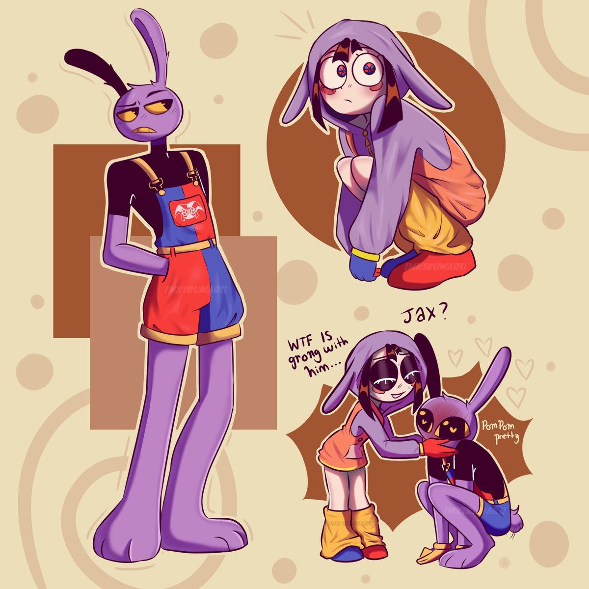 1200x1200 when I saw the overall and the hoodie, I just knew I had to draw them matching outfits <3 #funnybunny #jax #pomni #tadc #theamazingdigitalcircus