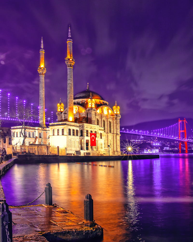 800x1003 HD mosque night wallpaper