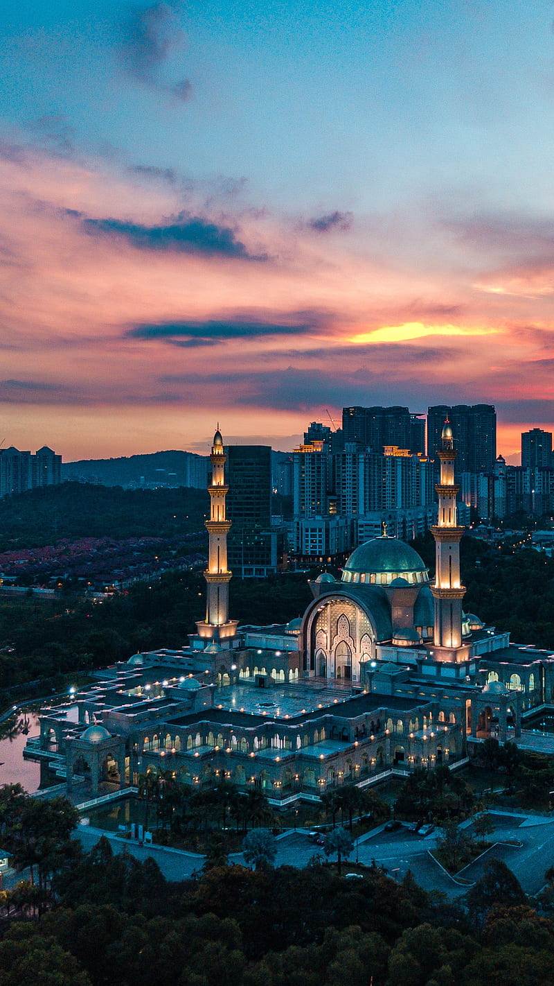 800x1422 Mosque, night, HD phone wallpaper