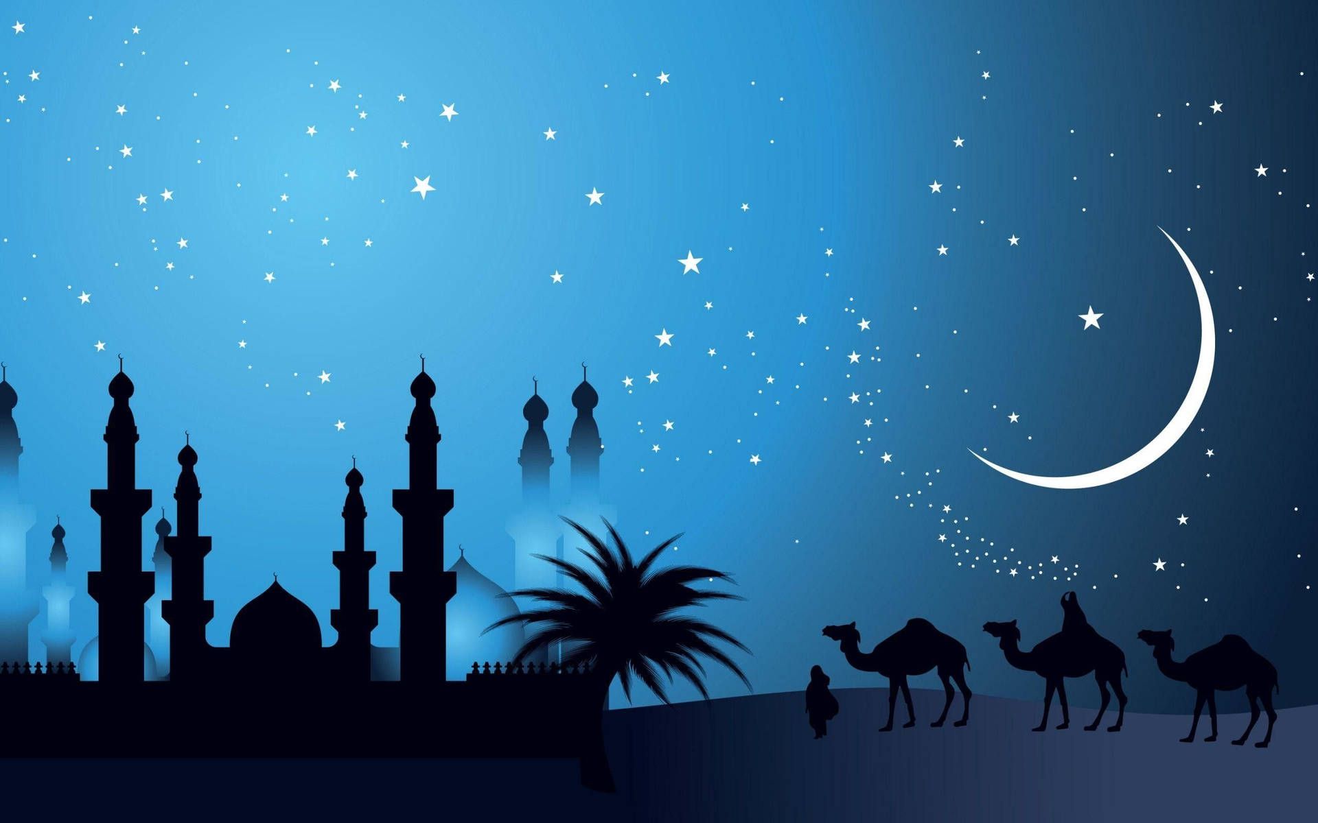 1920x1200 Download The Illuminated Islamic mosque at night Wallpaper