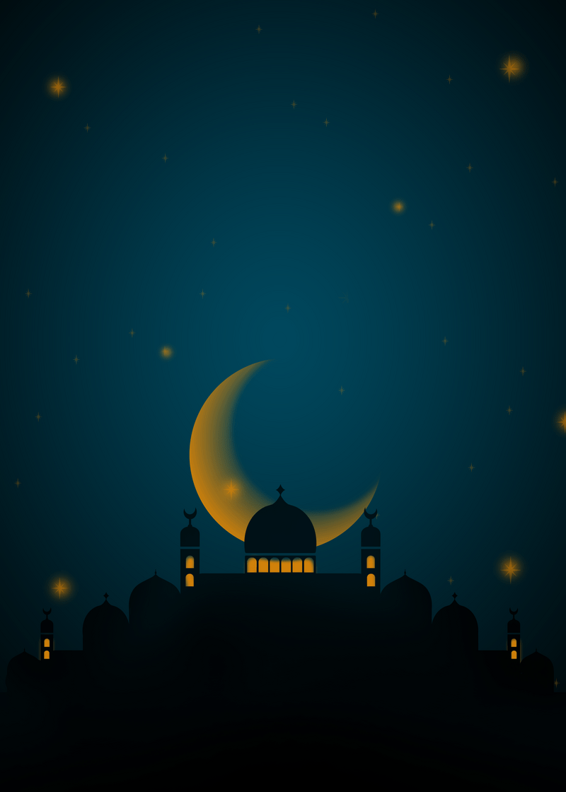 800x1120 Mosque Moon Ramadan Islamic Night Sky Background. PSD Free Download
