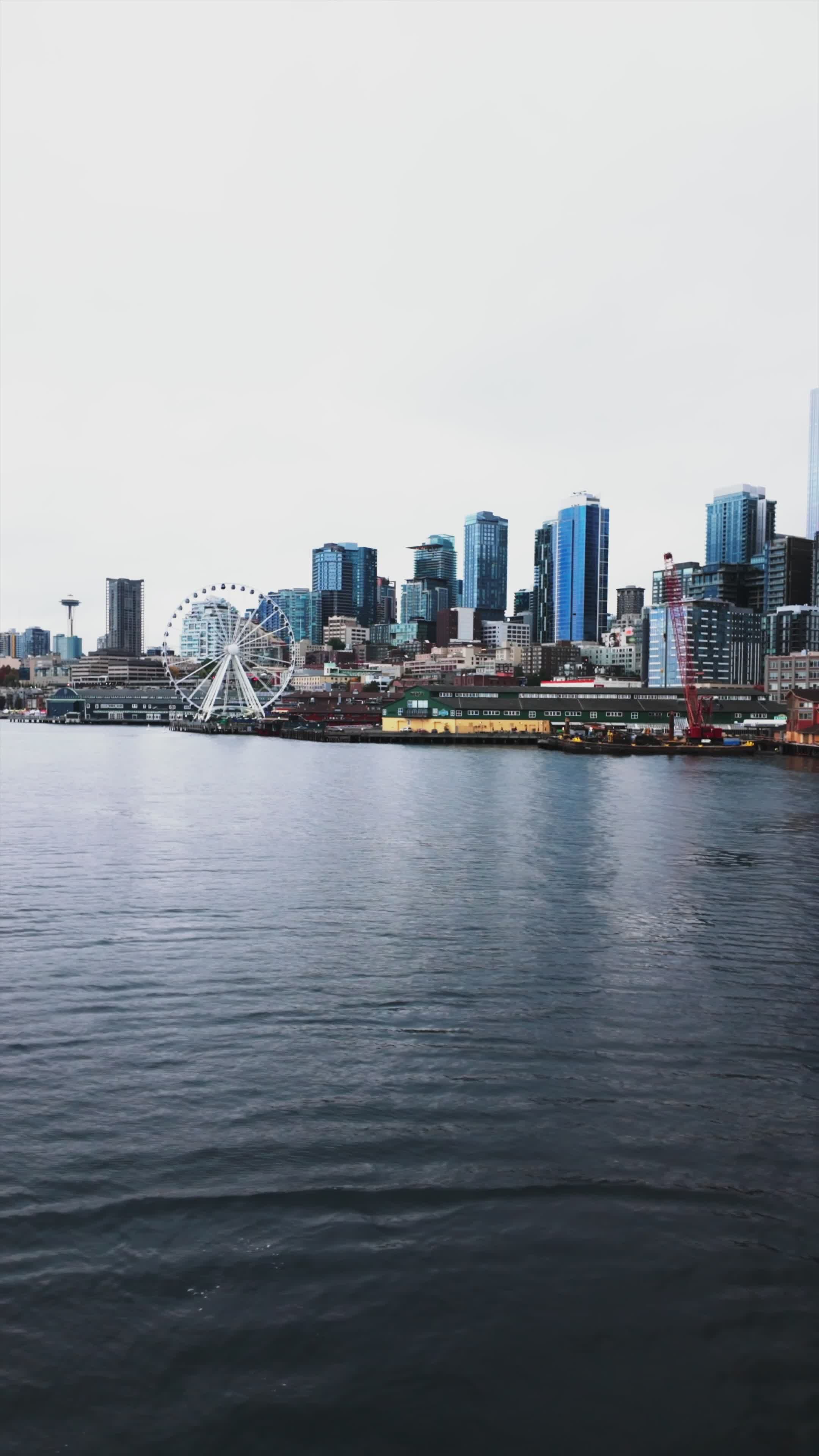 2160x3840 Seattle Skyline with Ferris Wheel and Space Needle