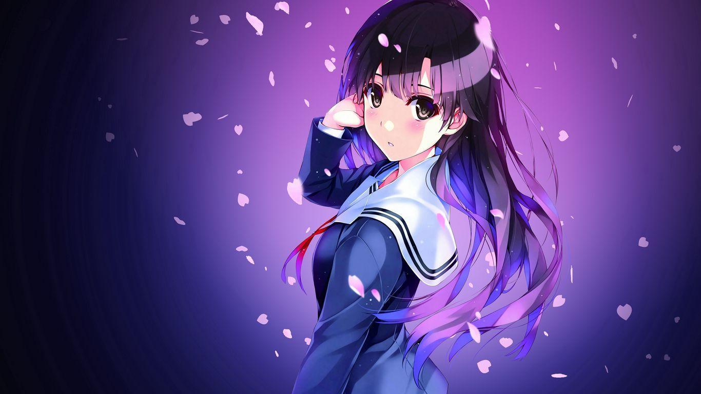 Anime Girl Wallpaper Full Hd: ilustrações stock 1614672658