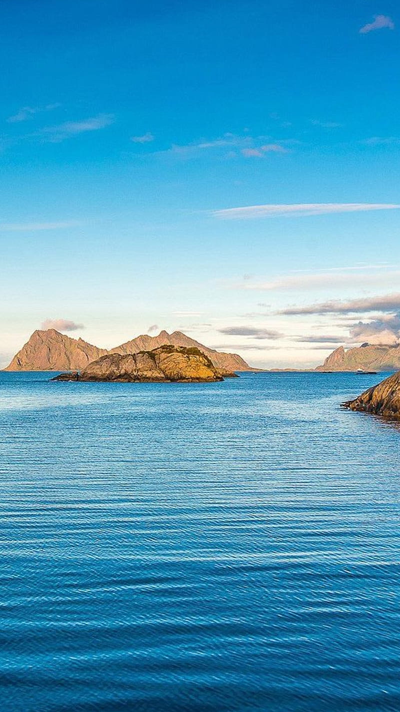 800x1422 Nature, simple, blue, rocks, sea, sky, HD phone wallpaper