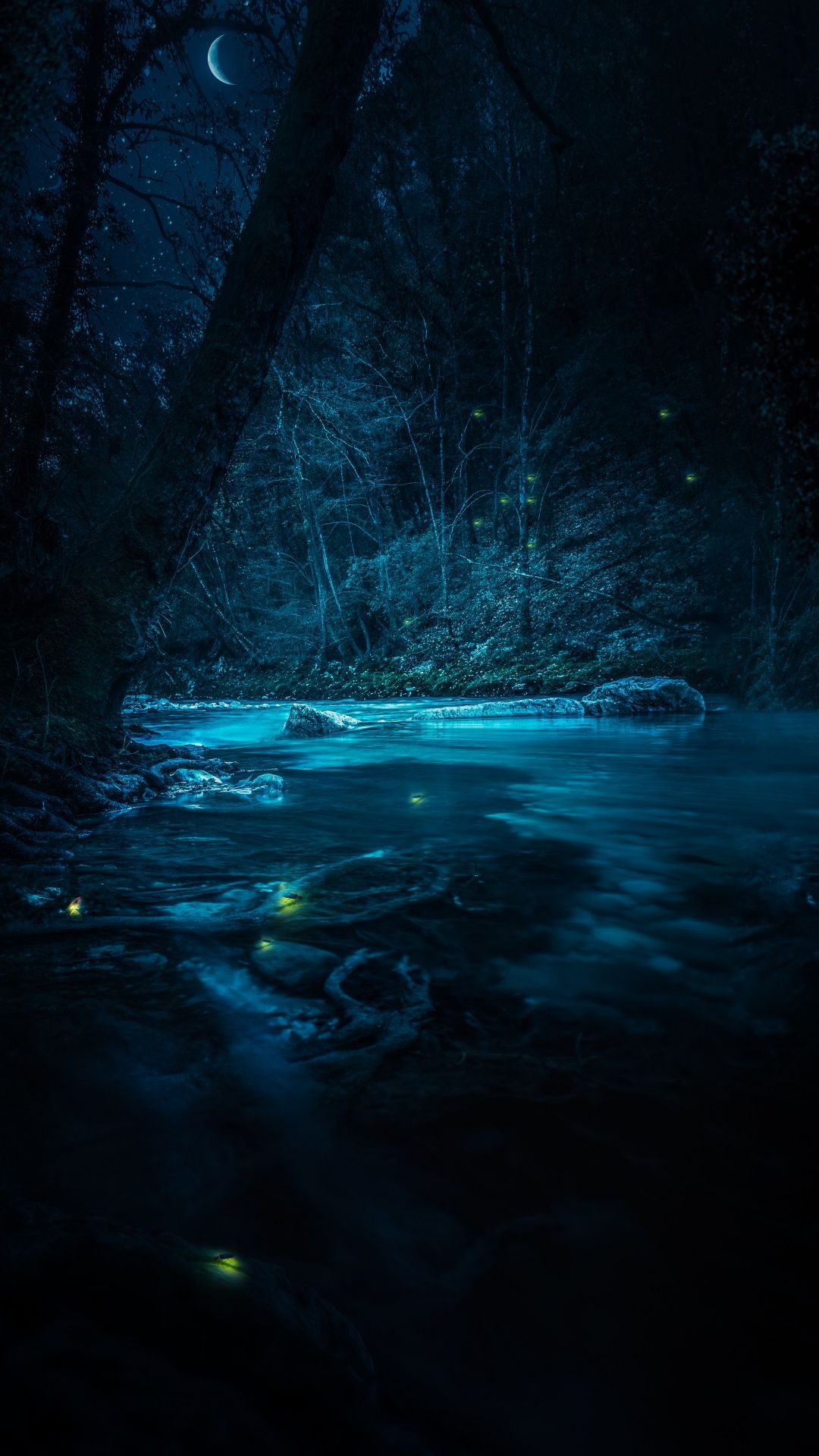 1080x1920 Forest Wallpaper 4K, River, Night, Dark, Magical