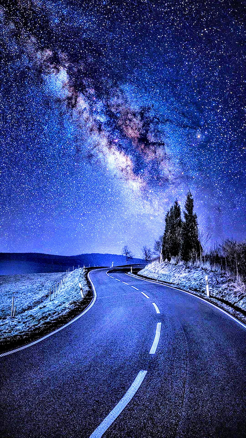 800x1422 Blue, dark, landscapes, road, black, nature, winter, space, dragon, HD phone wallpaper