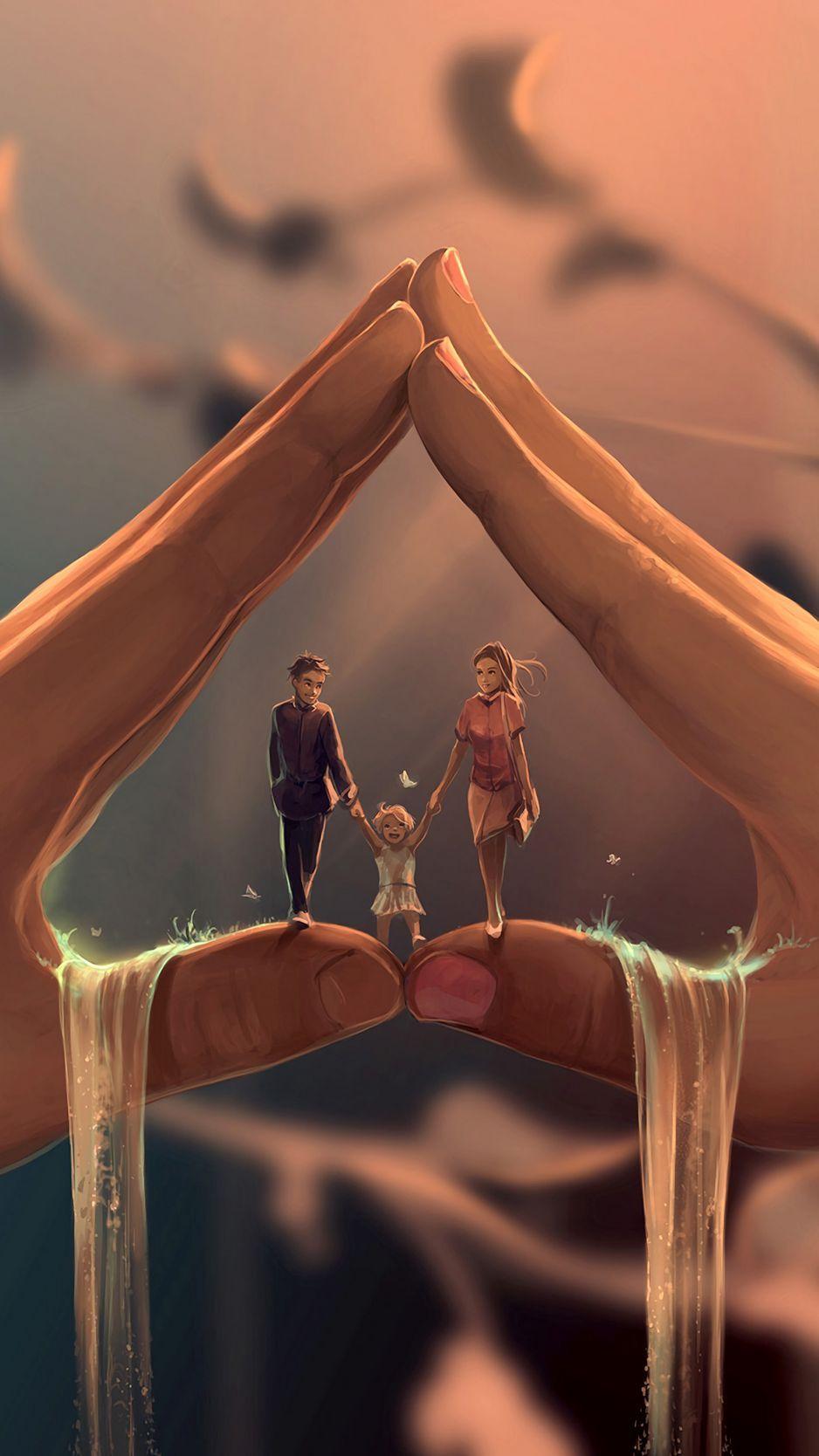 938x1668 Download wallpaper 938x1668 family, parents, child, happiness