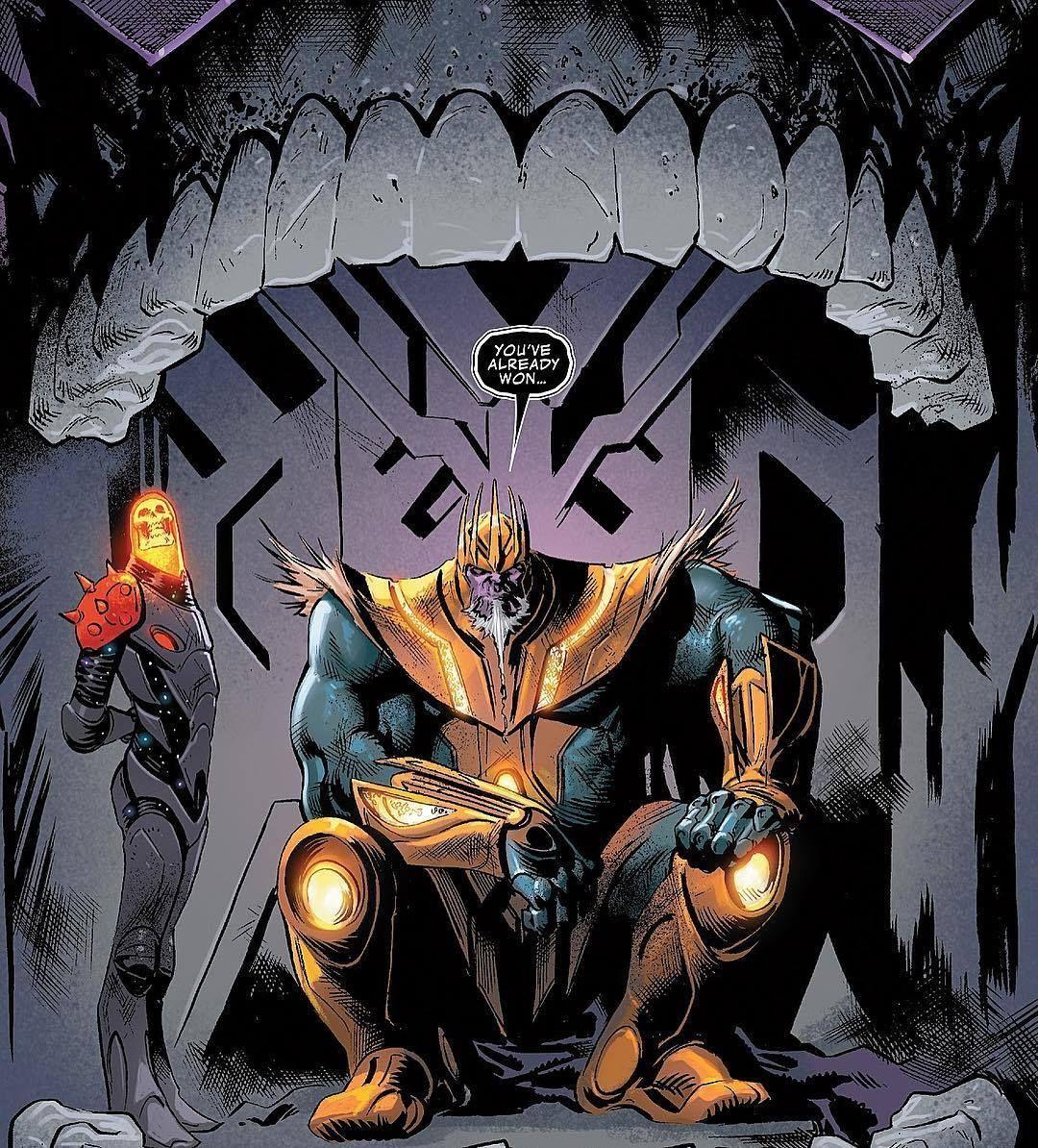 1080x1194 Future Thanos on his Throne inside a dead Galactus mouth with what