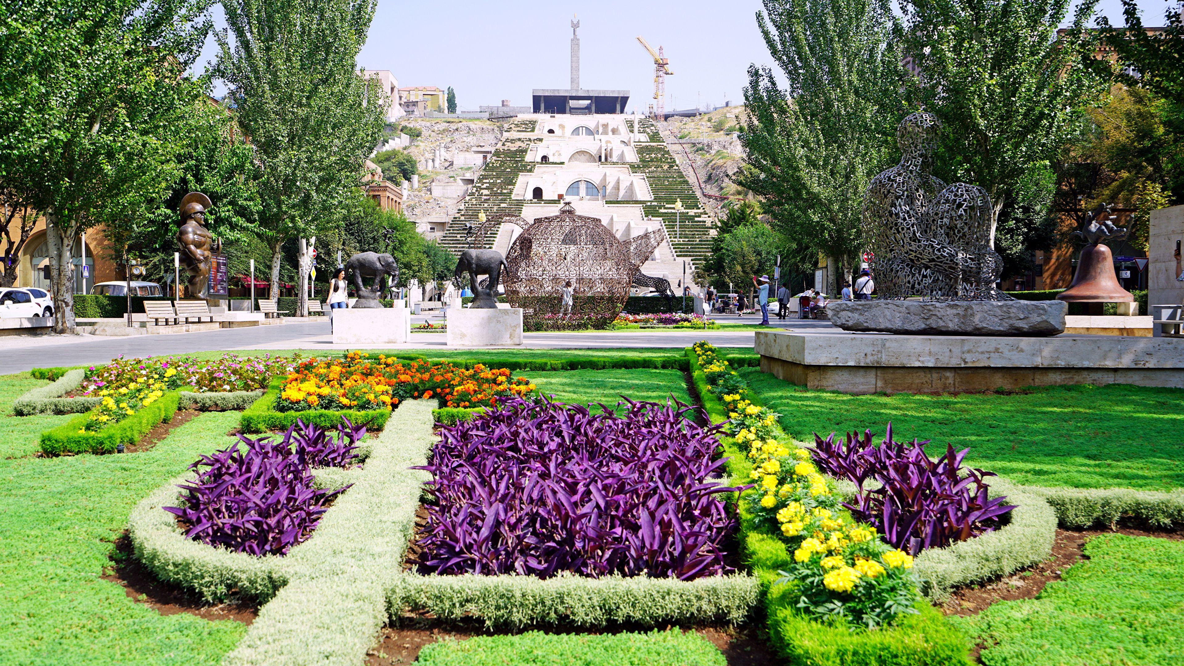 3840x2160 Desktop Wallpaper Armenia Yerevan Nature Lawn Bush 3840x2160