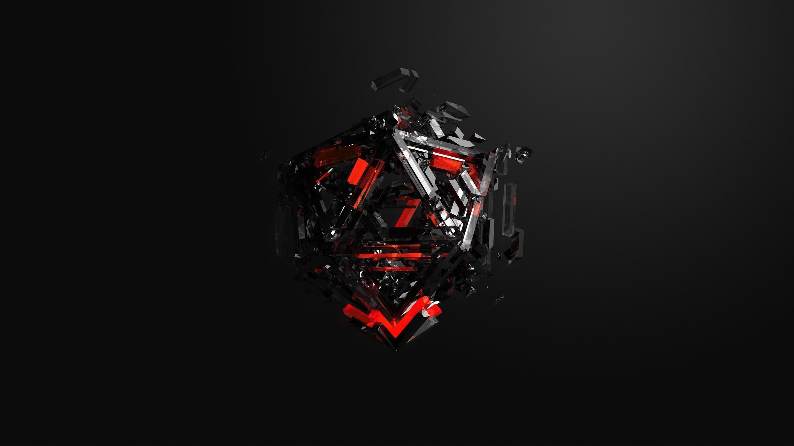 2560x1440 Zendha: Black And Red Abstract Wallpaper