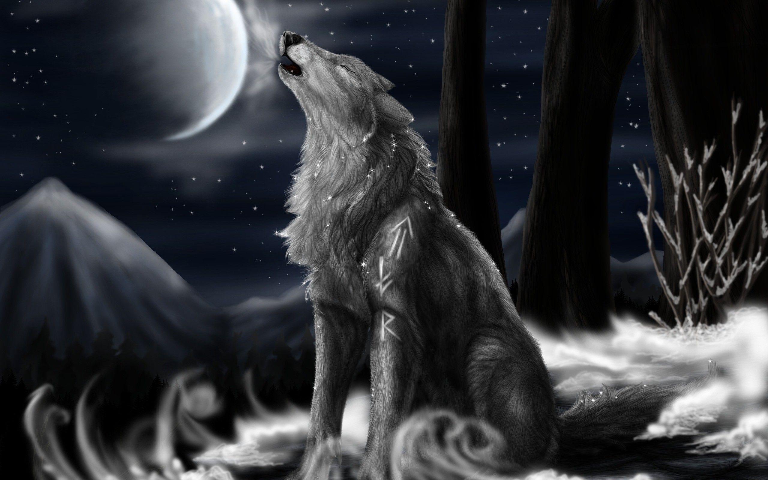 2560x1600 dark night runes wolves wild moon light 2560x1600 wallpaper High