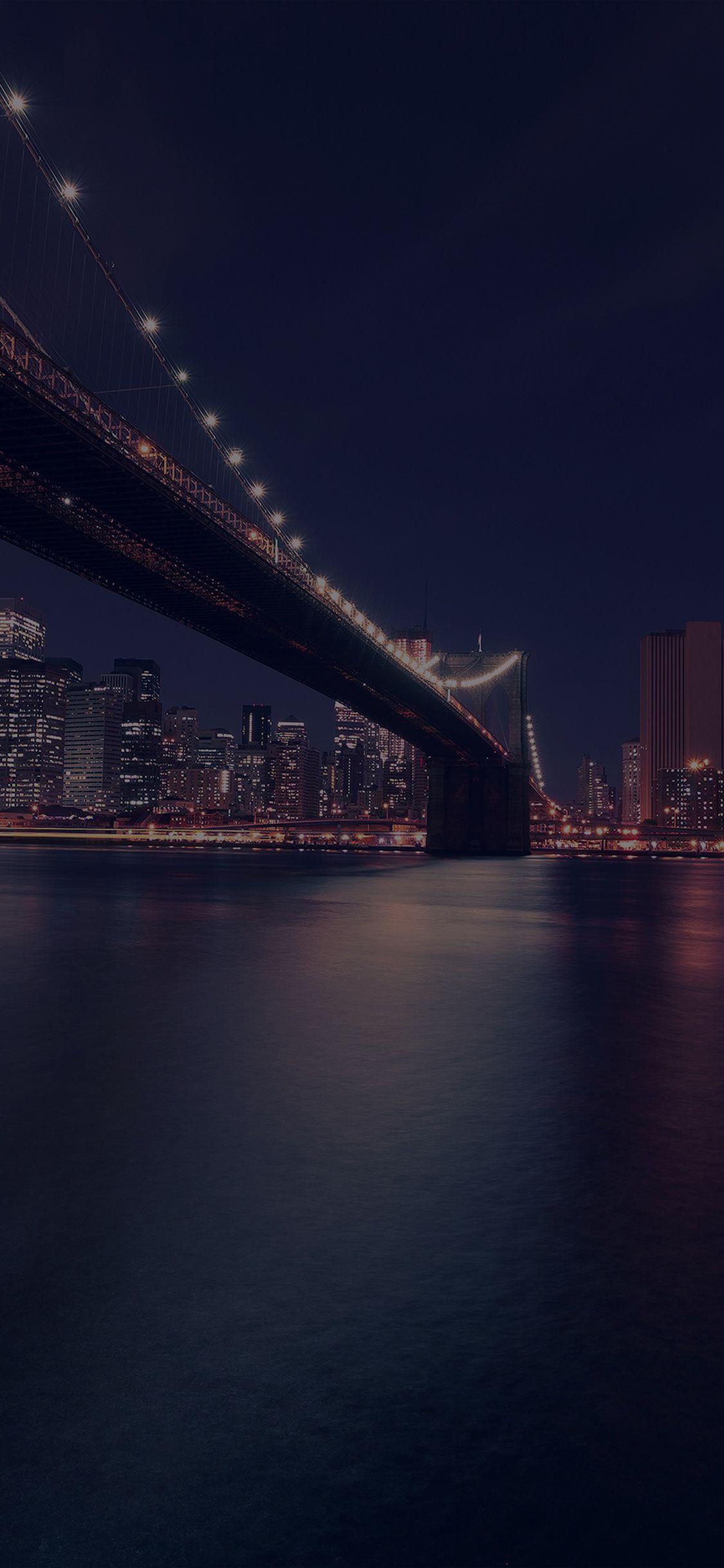 1125x2436 City night river iPhone X Wallpaper Free Download
