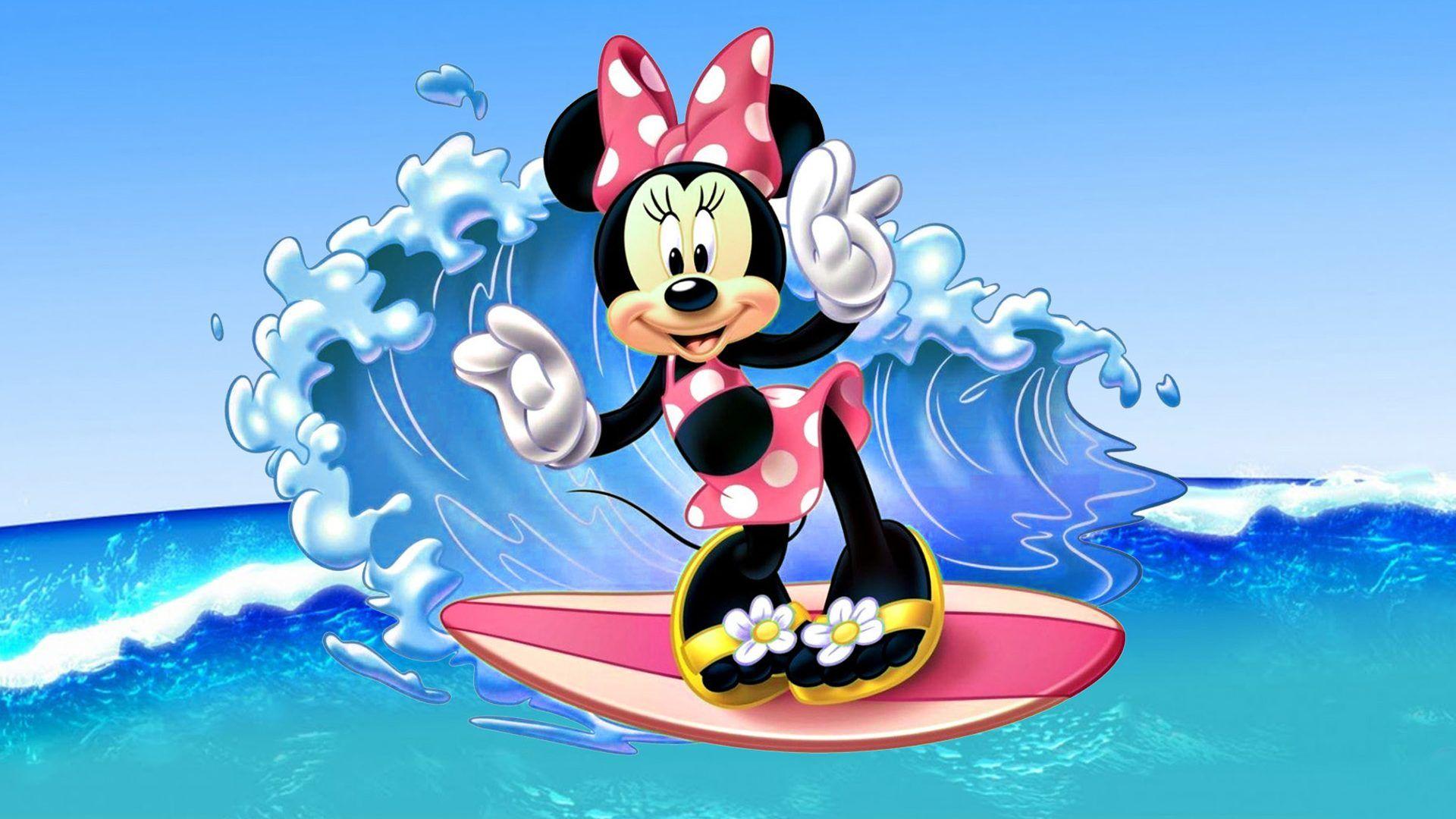 1920x1080 Minnie Mouse Surfing Sea Waves Image Disney Wallpaper HD