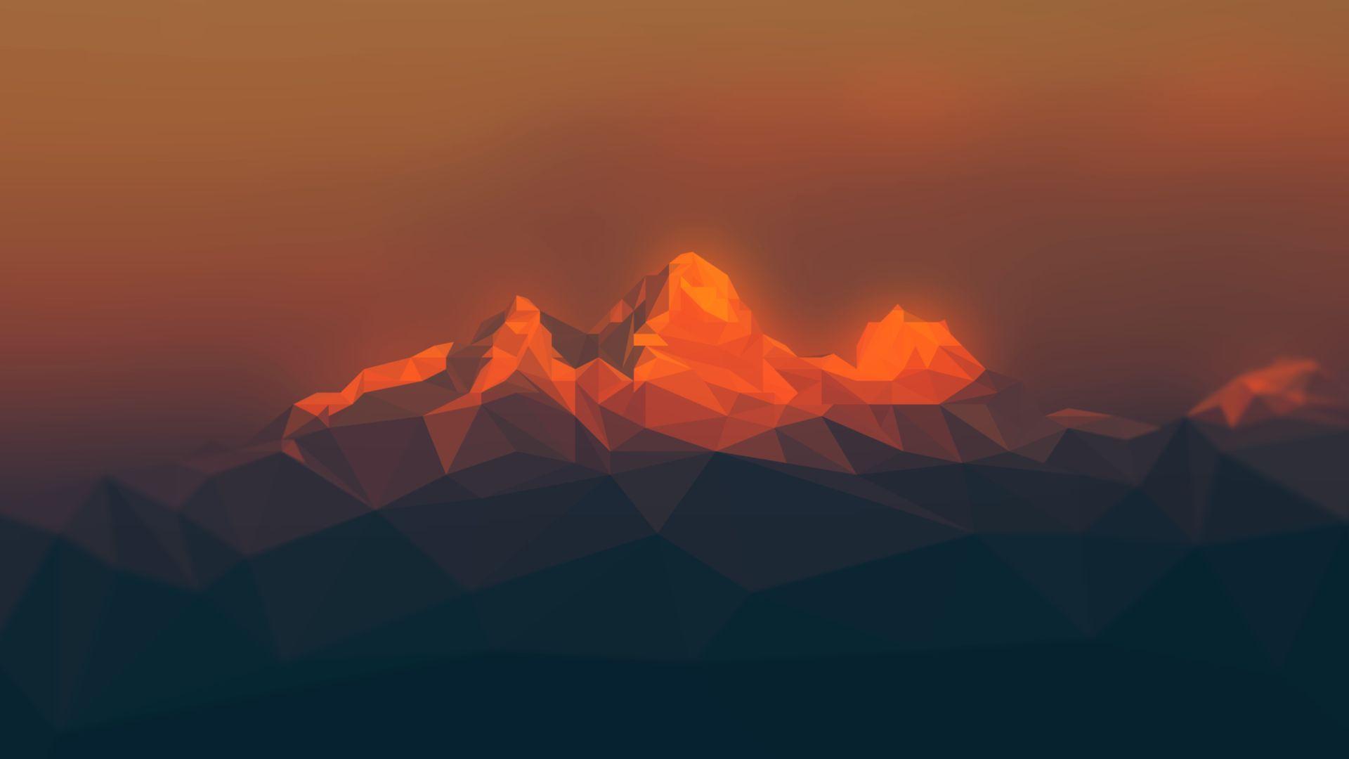 1920x1080 Fractal Red Mountains 1080P Laptop Full HD Wallpaper, HD