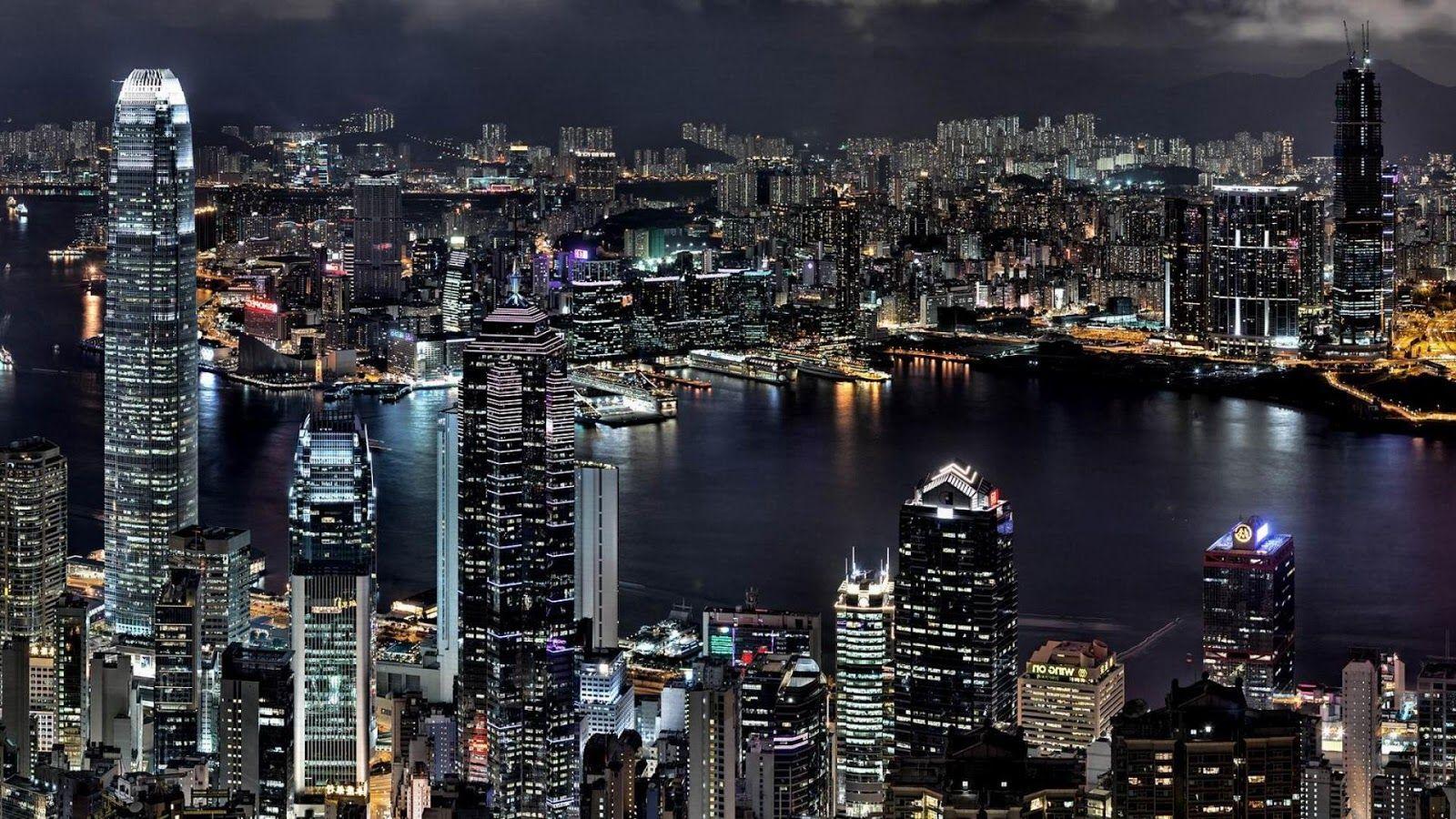 1600x900 HD WALLPAPERS: Hong Kong city at night HD wallpaper (1920 x 1080)