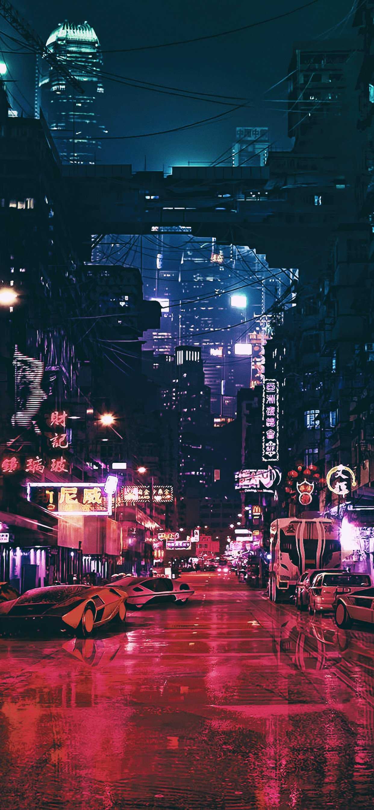 1242x2688 Cyberpunk Futuristic City Science Fiction Concept Art 4K HD