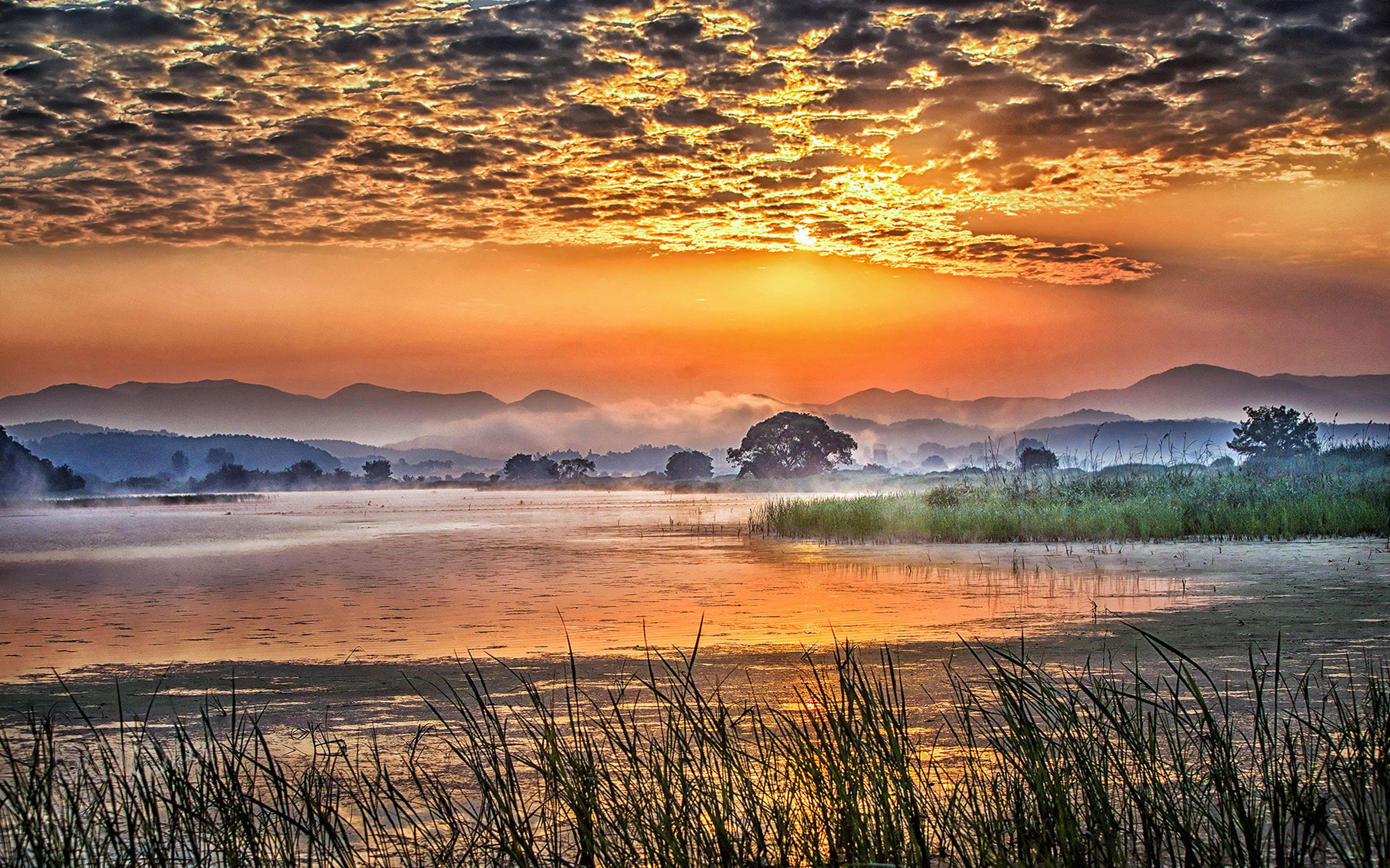 3840x2400 Sunrise Landscape Photography Early Morning Swamp Evaporation