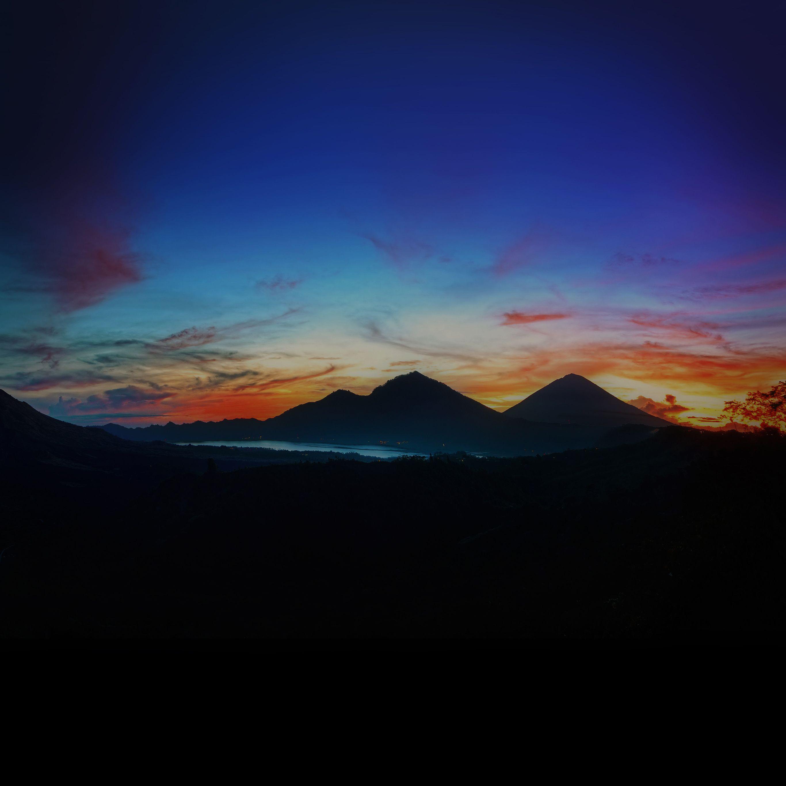 2732x2732 Mountain Sunrise Nature Best Sky Dark Wallpaper