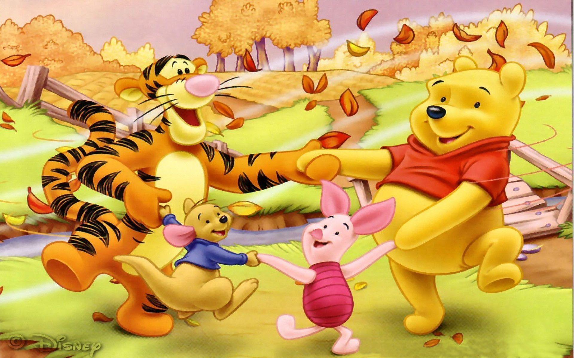1920x1200 Winnie The Pooh And Merry Friends Cartoon Autumn Wallpaper HD