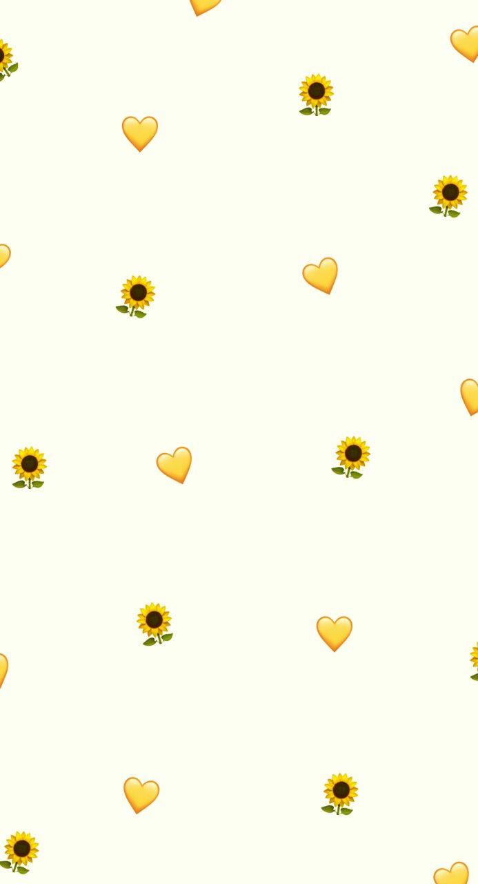 693x1280 Sunflowers and hearts phone background. Papeis de