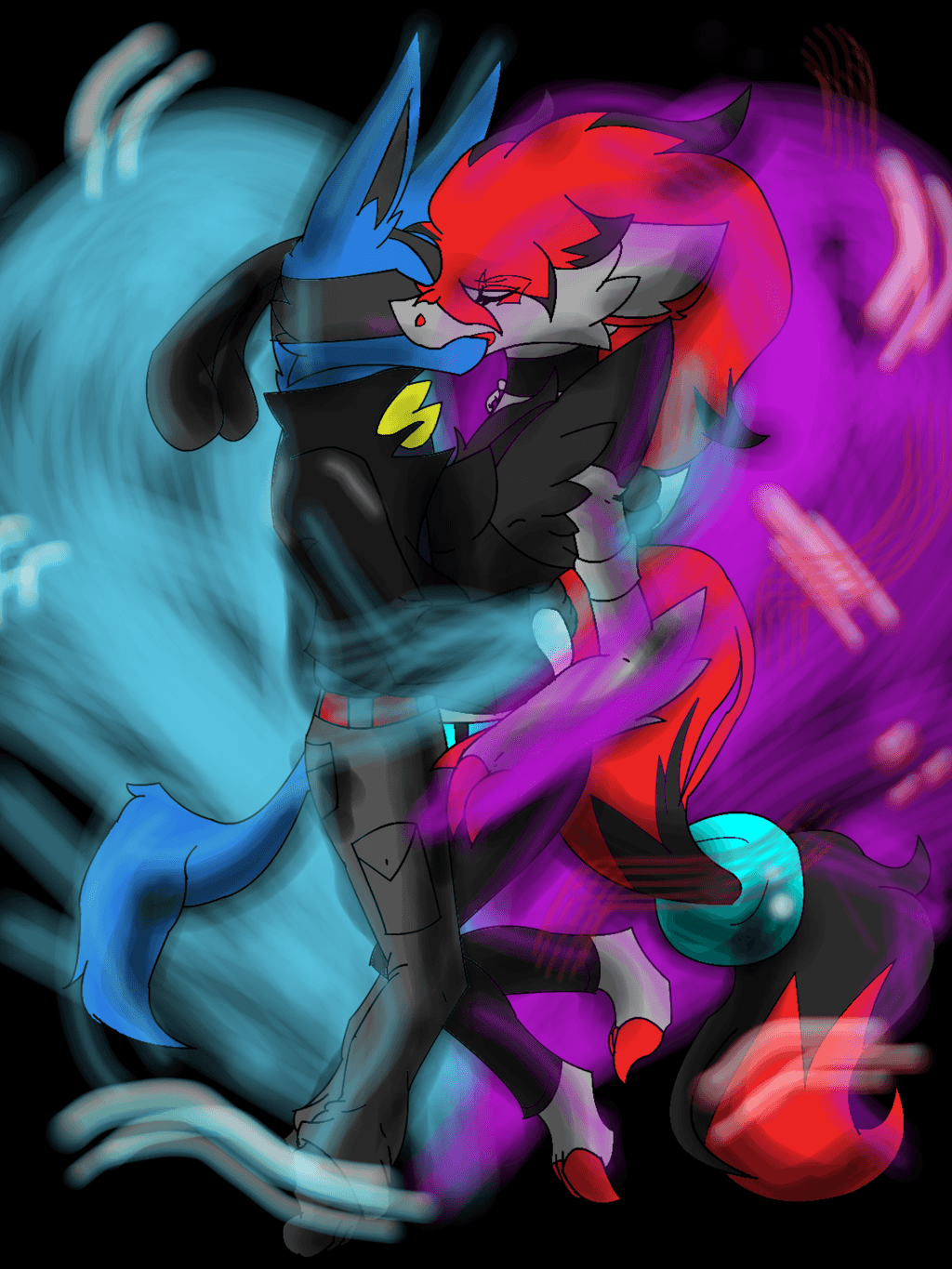 1024x1365 Lucario And Zoroark .the Kiss Epic!!! By Nyu NyuArt