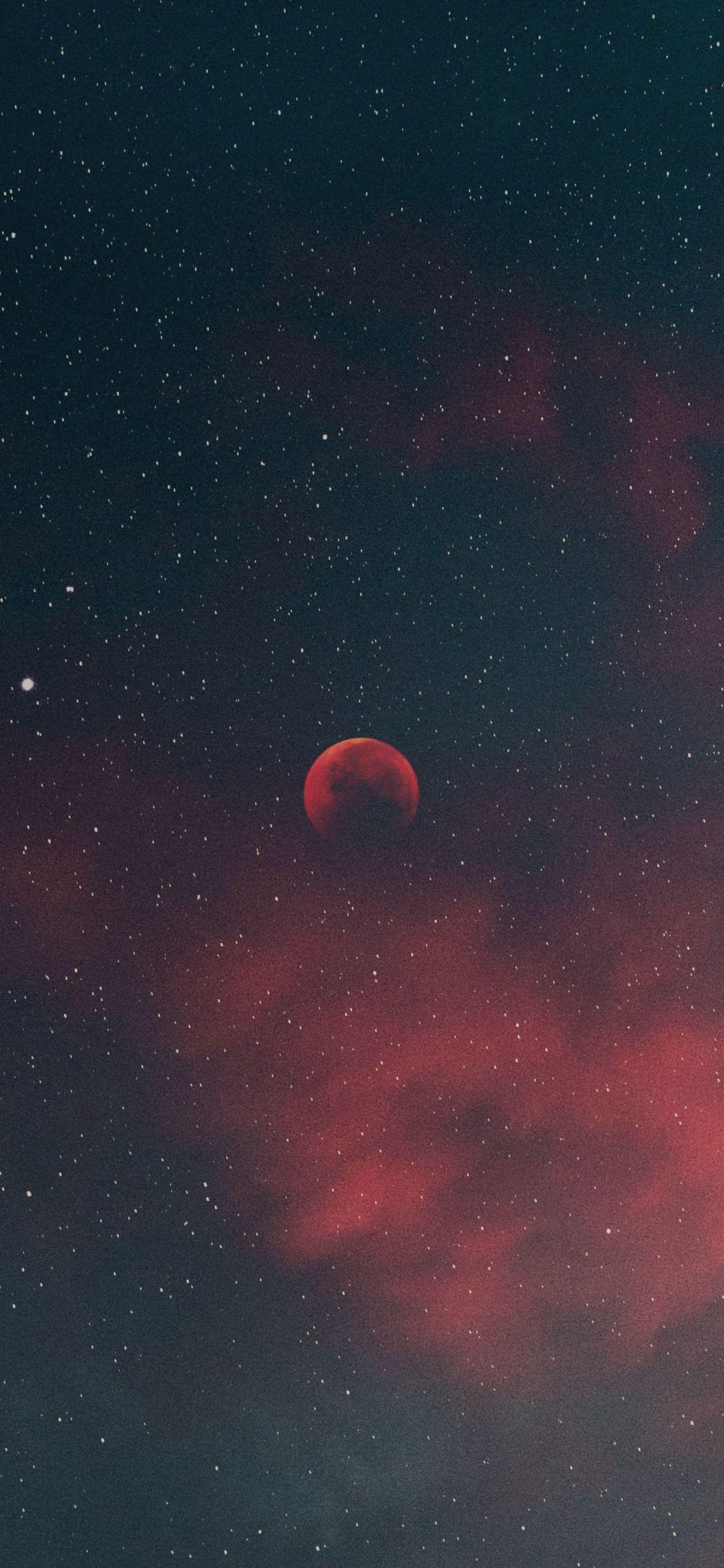 1125x2436 Download 1125x2436 wallpaper silhouette, blood moon, minimal