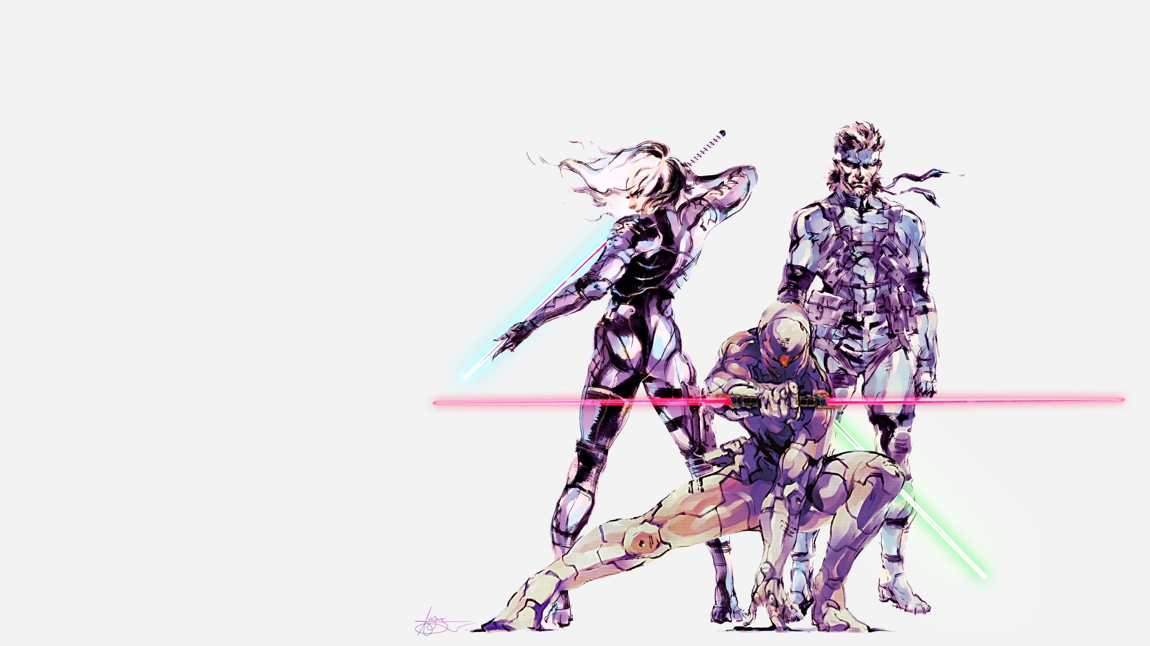 4000x2250 video games ninjas lightsabers snakes metal gear solid raiden gray