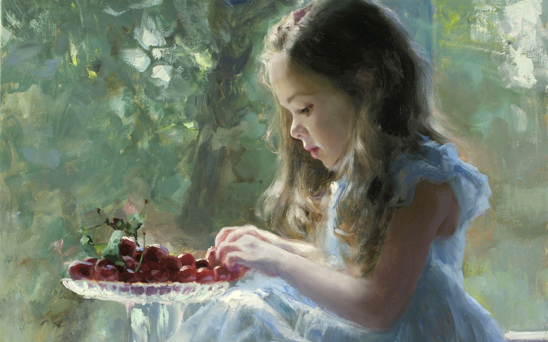1920x1200 Sweet Girl Cherries Time wallpaper. Sweet Girl Cherries Time