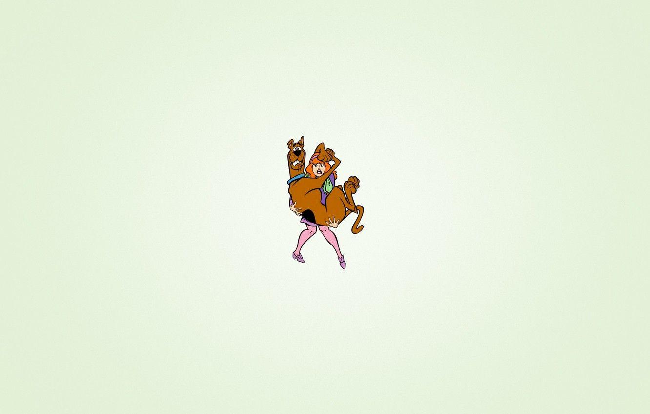 1332x850 Wallpaper Girl, Fear, Dog, Minimalism, Humor, Keeps, Scooby Doo