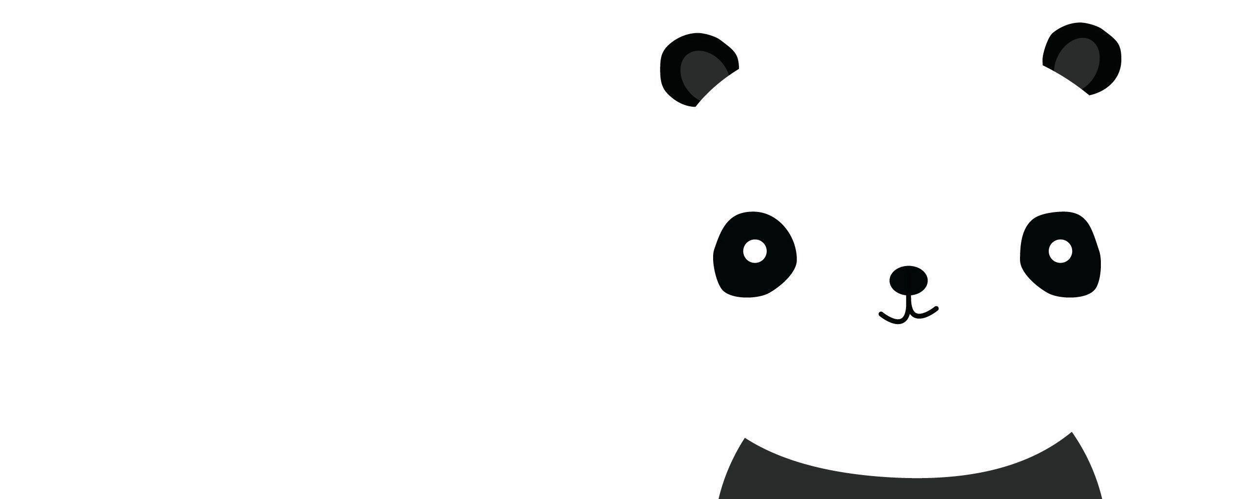 2560x1024 Download wallpaper 2560x1024 panda, smile, white, black
