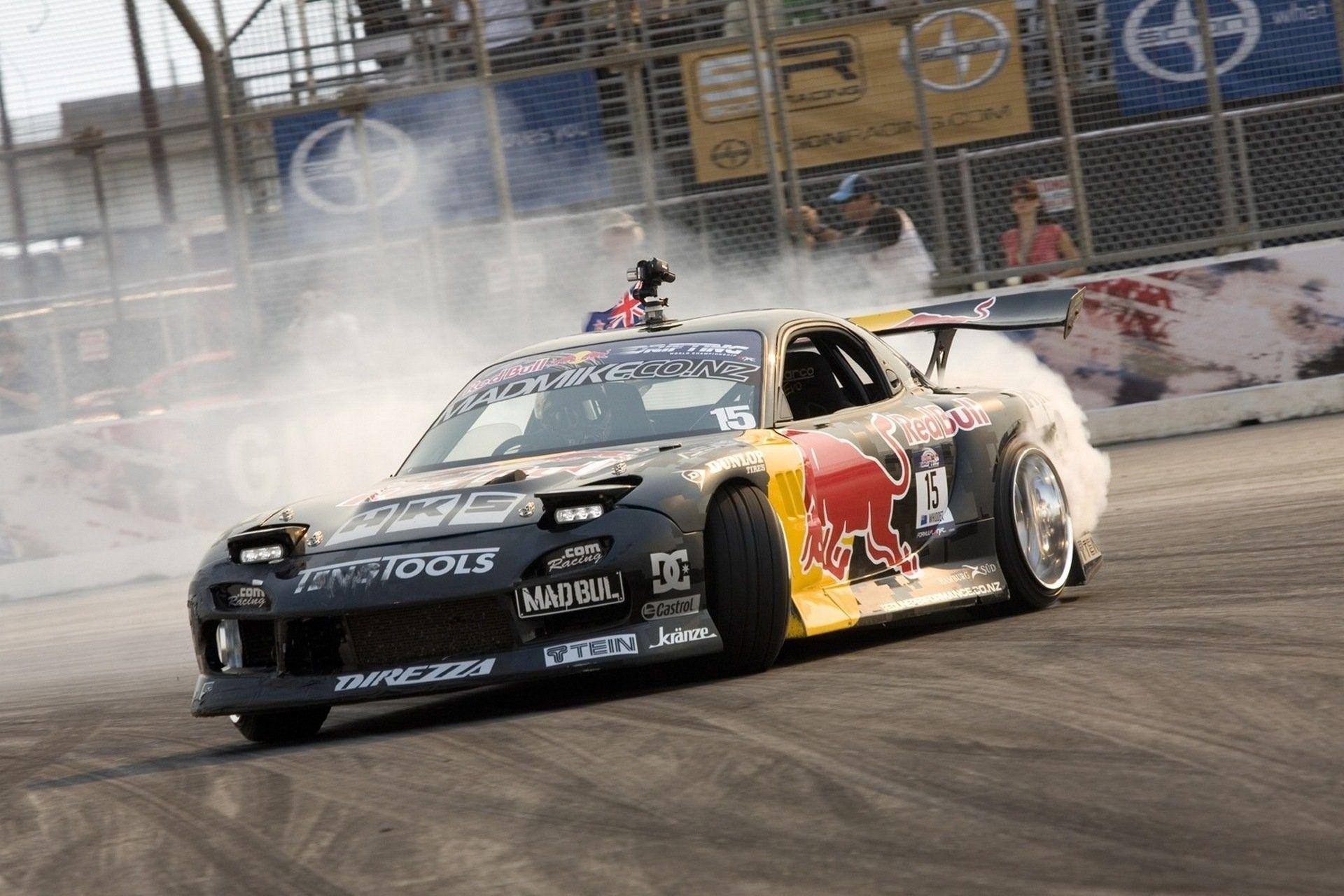 1920x1280 Car Drift Wallpaper Mazda Rx7 Mad Mike Drift Redbull Rx7