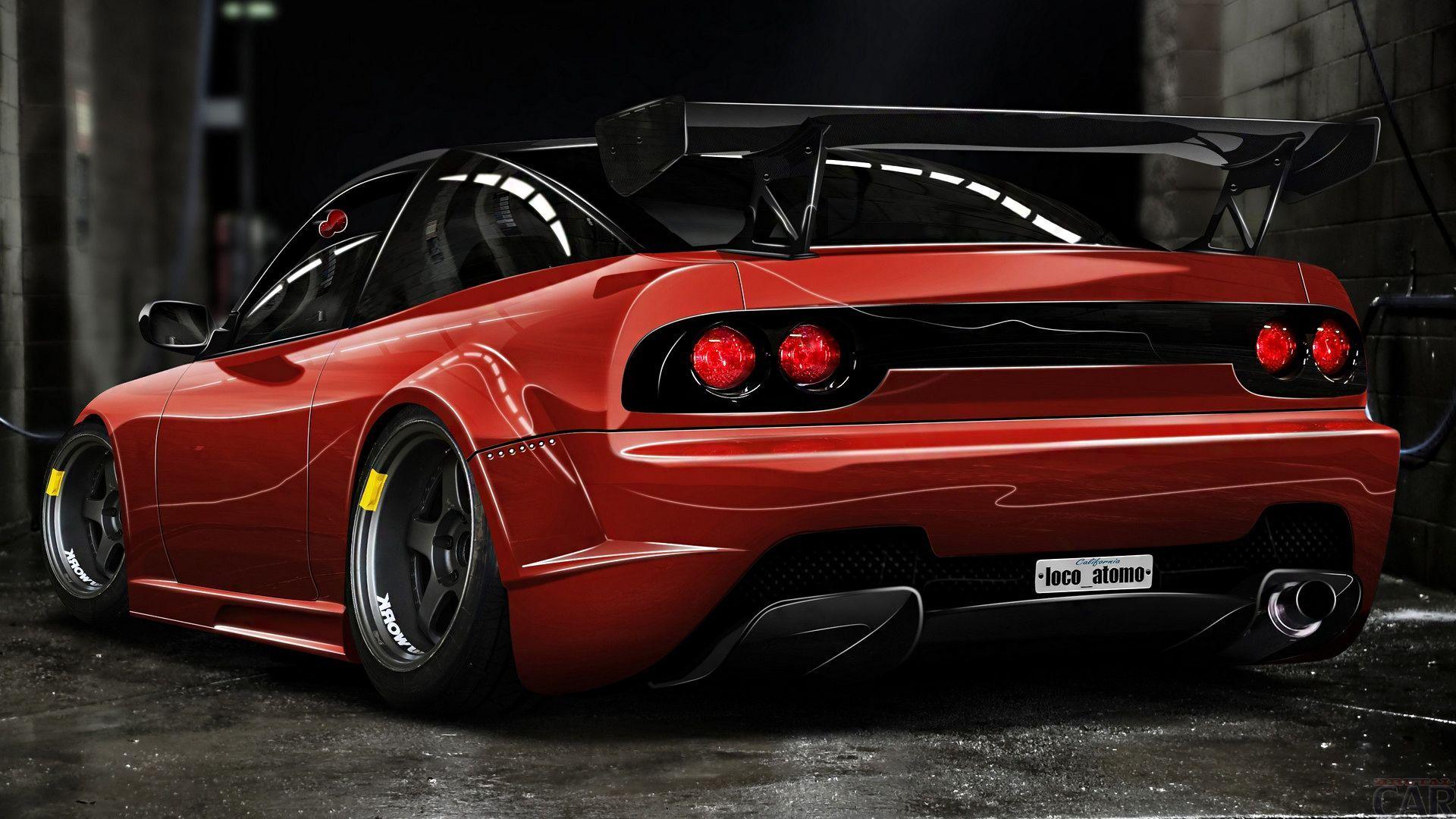 1920x1080 Desktop wallpaper with colorful car Nissan 240sx. Ultrafast