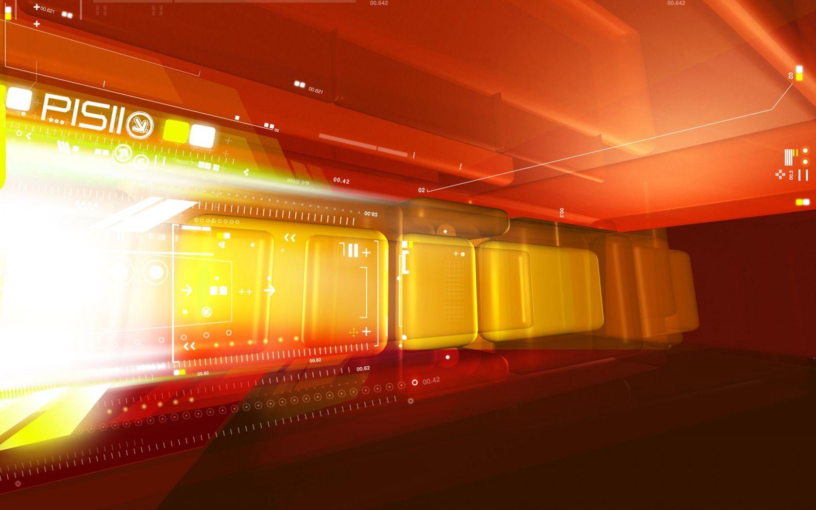 1680x1050 Orange Tech Design Wallpaper